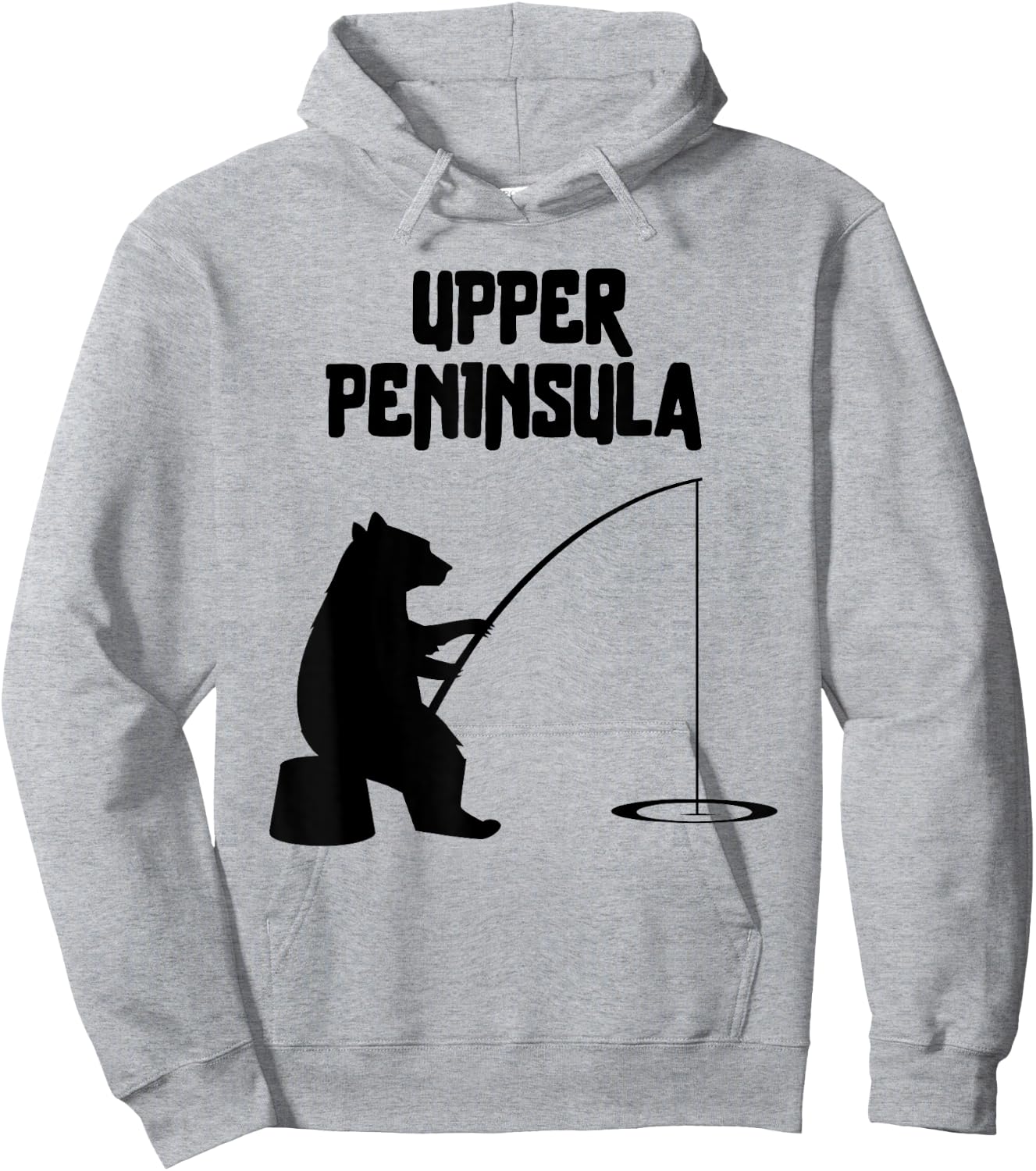 Upper Peninsula Bear Gift | MI Bear Fishing for fisherman Hoodie - Hoodie | Ash