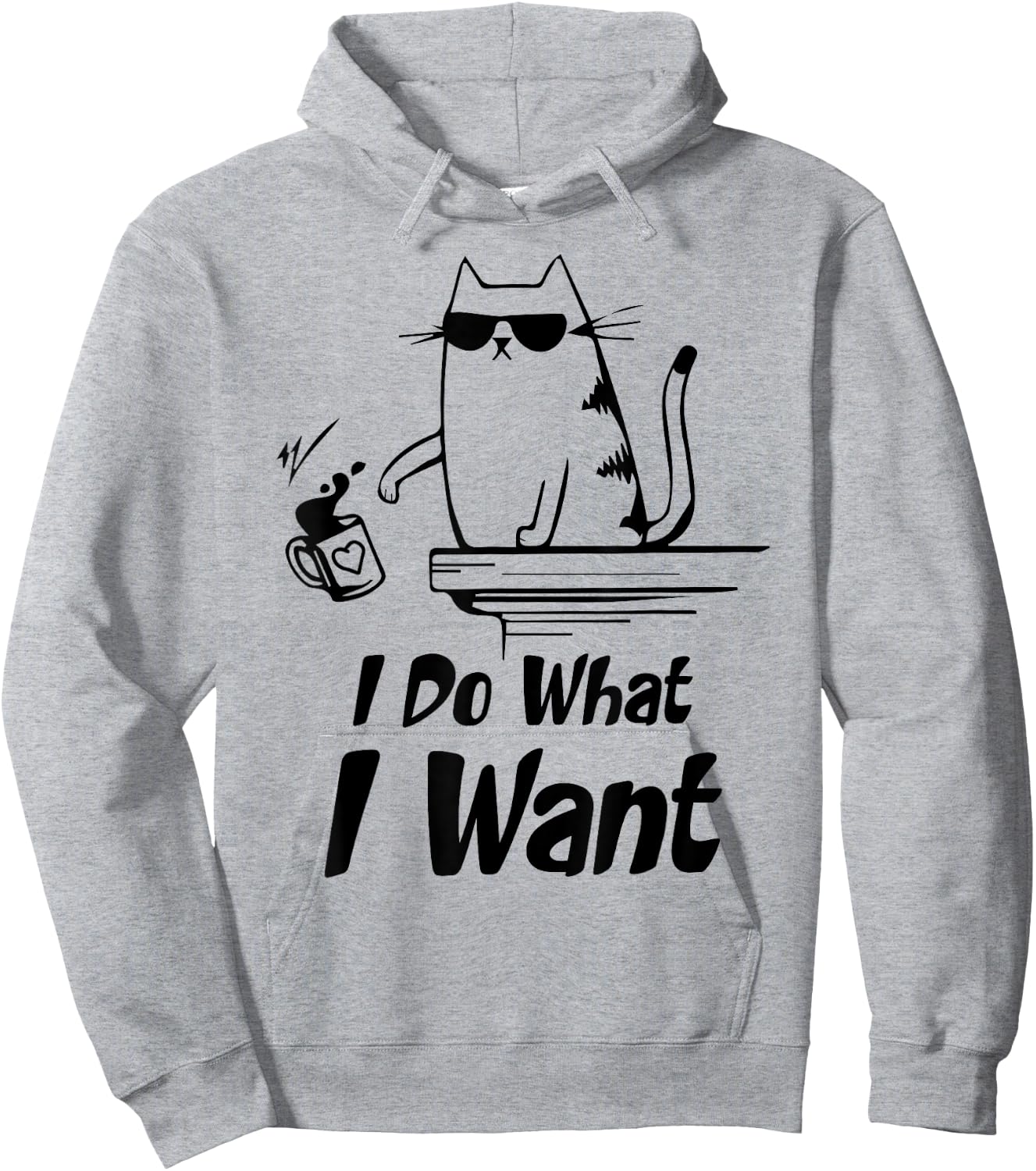 Do What I Want Black Cat Red Cup Funny Graphic Women Girls Kids Hoodie - Hoodie | Ash