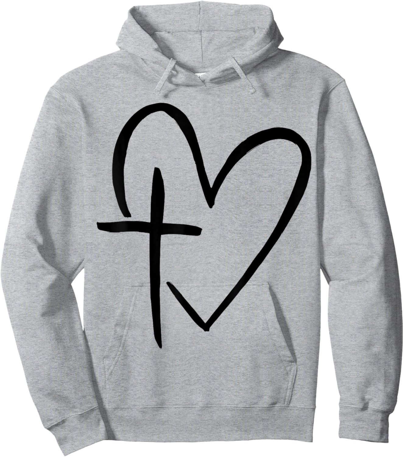 Stylish Cross In Heart Christian Heart Christian Cross Hoodie - Hoodie | Ash