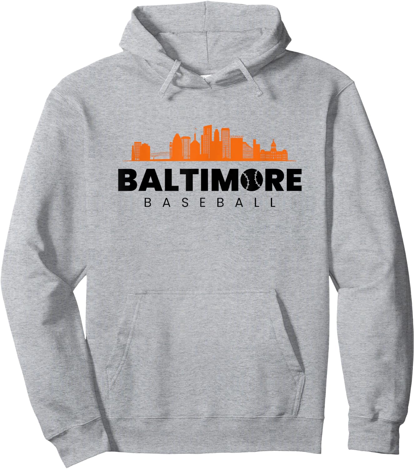 Baltimore Baseball Minimalist City Skyline Baseball Lover Hoodie - Hoodie | Ash