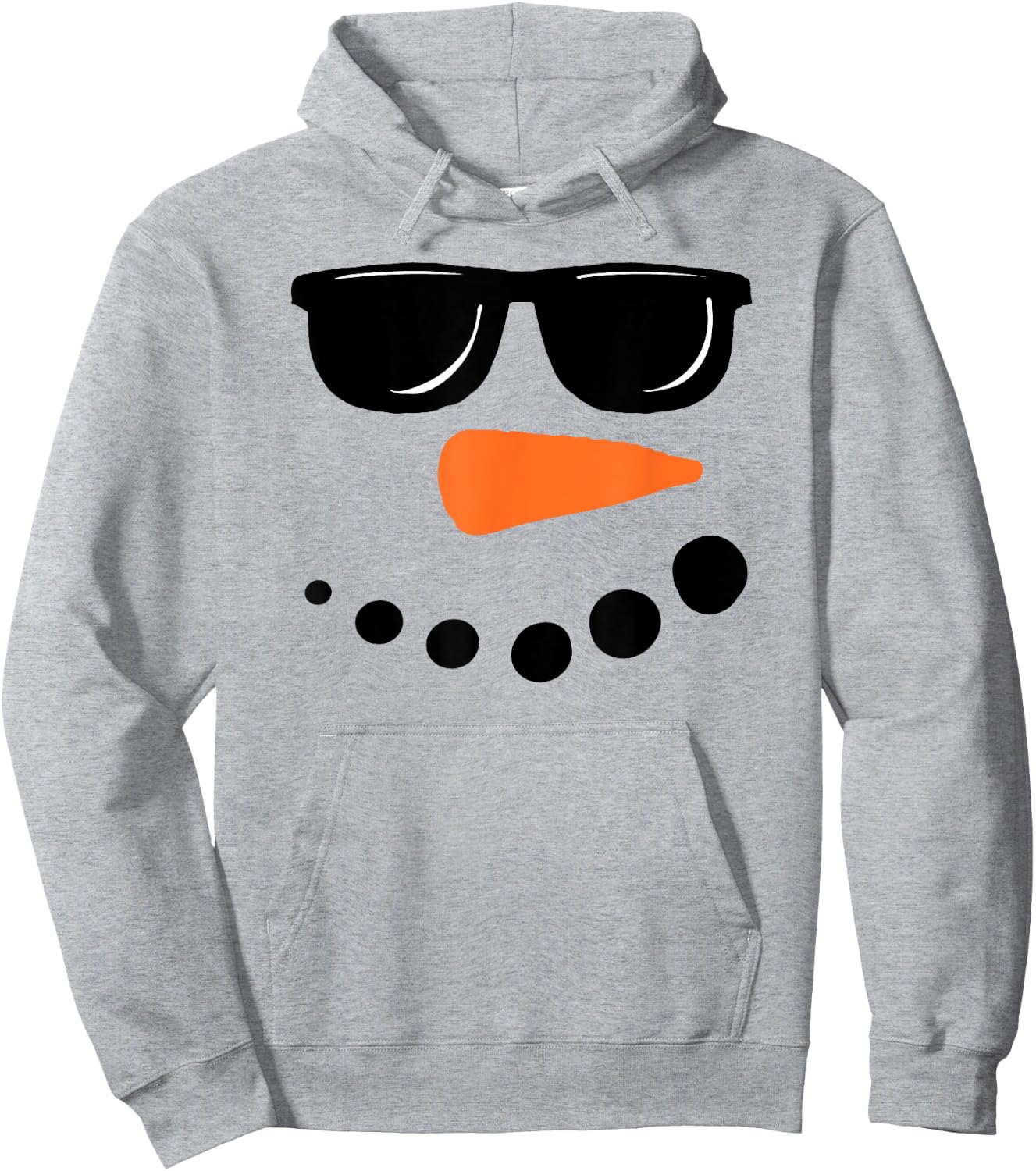 Funny Christmas Winter Snowman Face Carrot Nose Sunglasses Hoodie - Hoodie | Ash