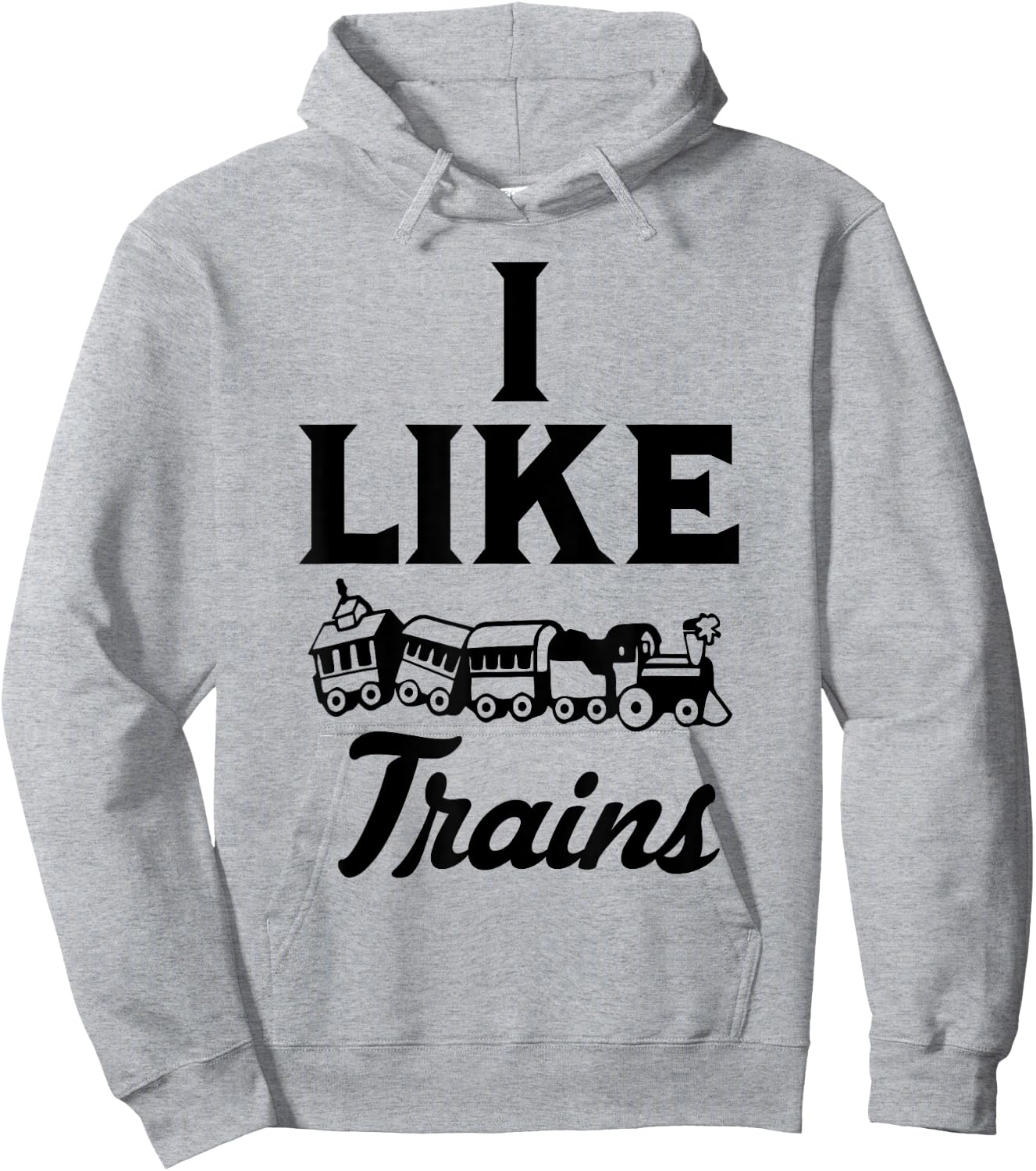 I Like Trains Railroad Engineer Toy Model Train Hoodie - Hoodie | Ash