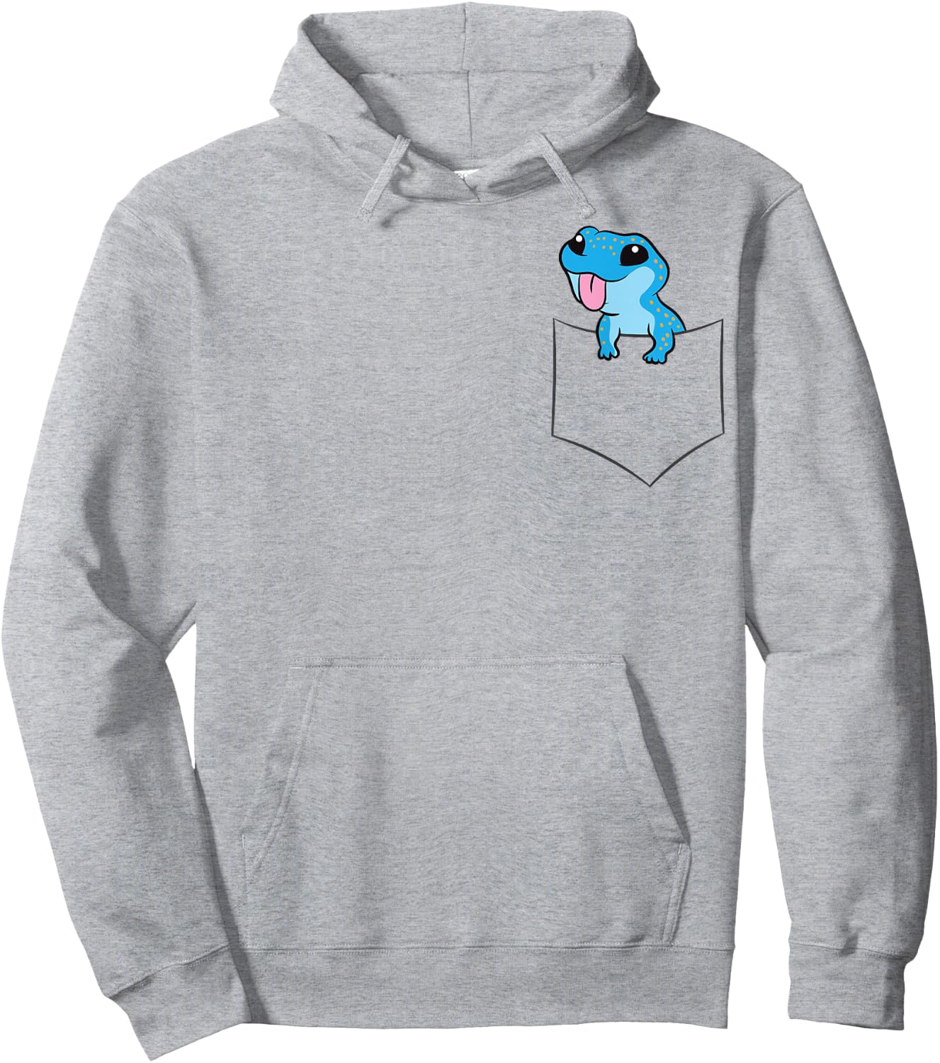 Cute Blue Gecko In A Pocket Lizard Reptile Pocket Blue Gecko Hoodie - Hoodie | Ash