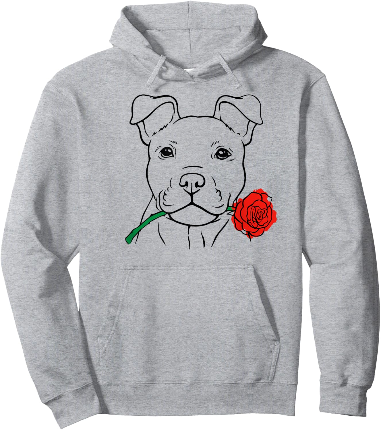 Cute Puppy Love with Rose - Dog Lover Christmas & Valentines Hoodie - Hoodie | Ash