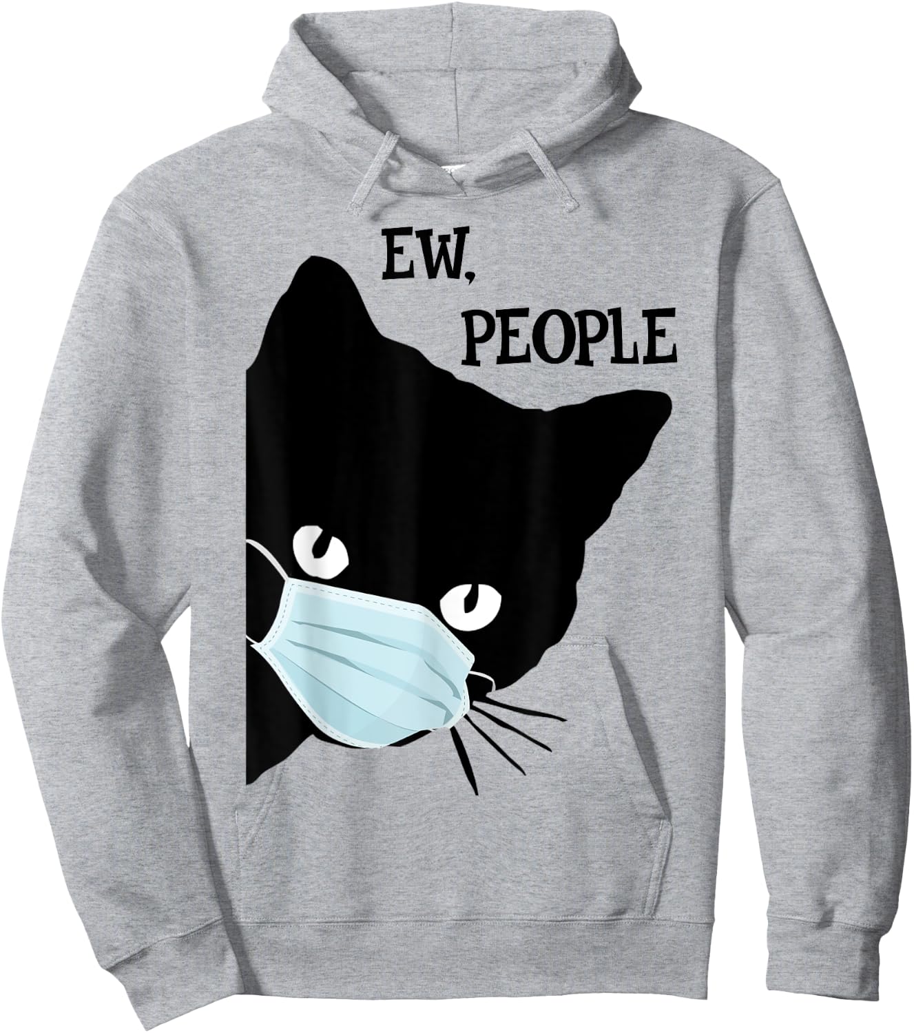 Black Cat Mask Shirt Funny Women Ew People Meowy Cat Lovers Hoodie - Hoodie | Ash