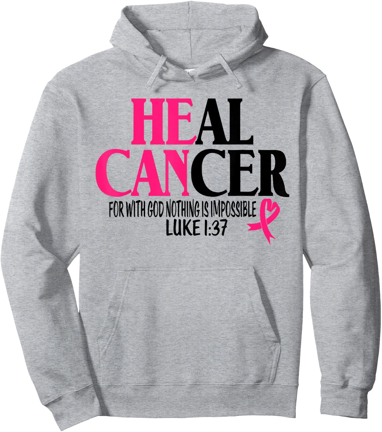 Breast Cancer Fighter Christian God Pink Ribbon Awareness Hoodie - Hoodie | Ash