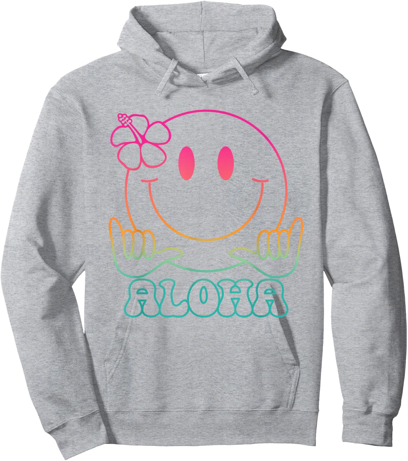Aloha Hawaiian Cute Smile Face Shaka Hibiscus Kids Girls Hoodie - Hoodie | Ash