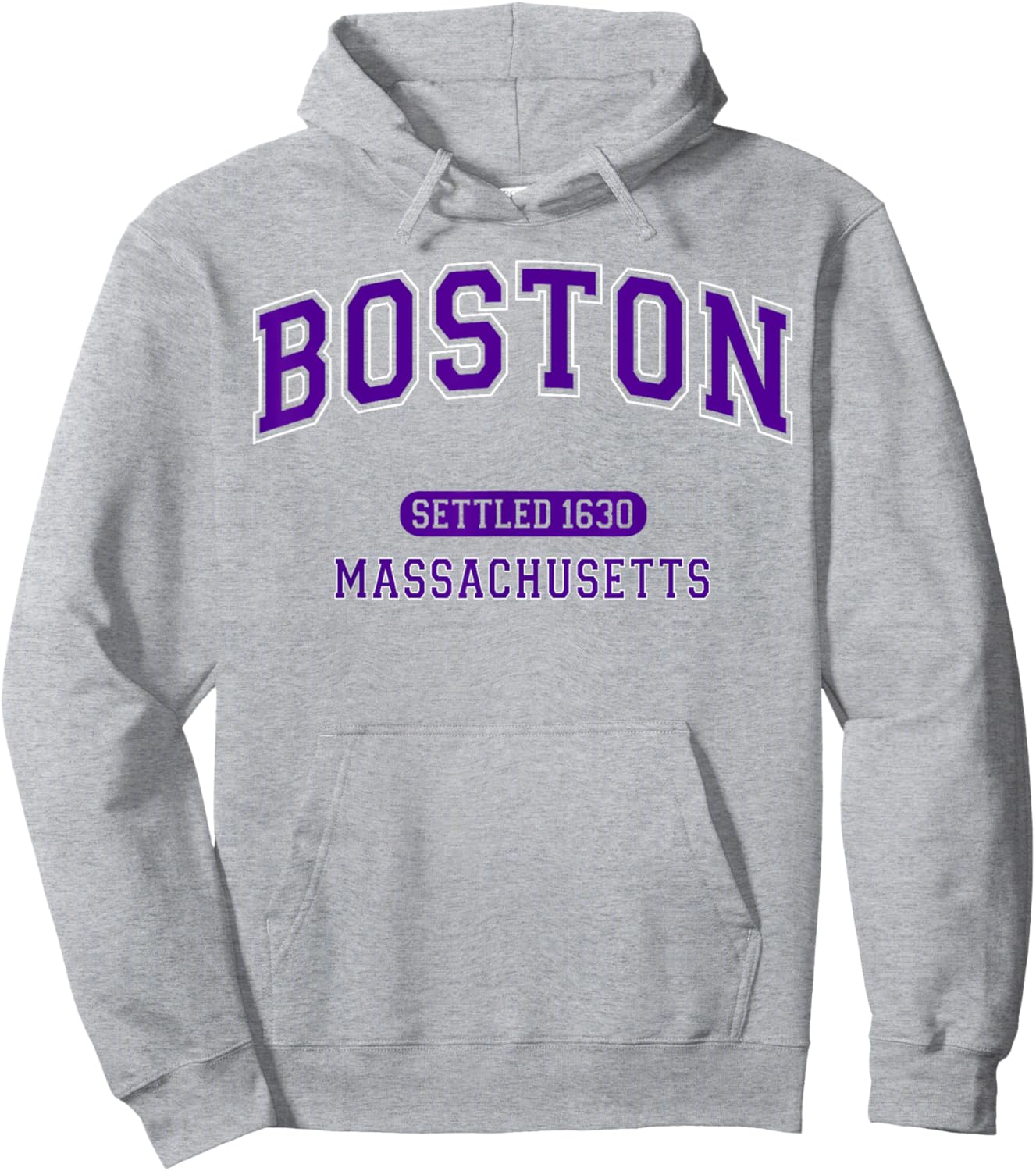 Boston Massachusetts Settled 1630 Vintage Sports Purple Hoodie - Hoodie | Ash