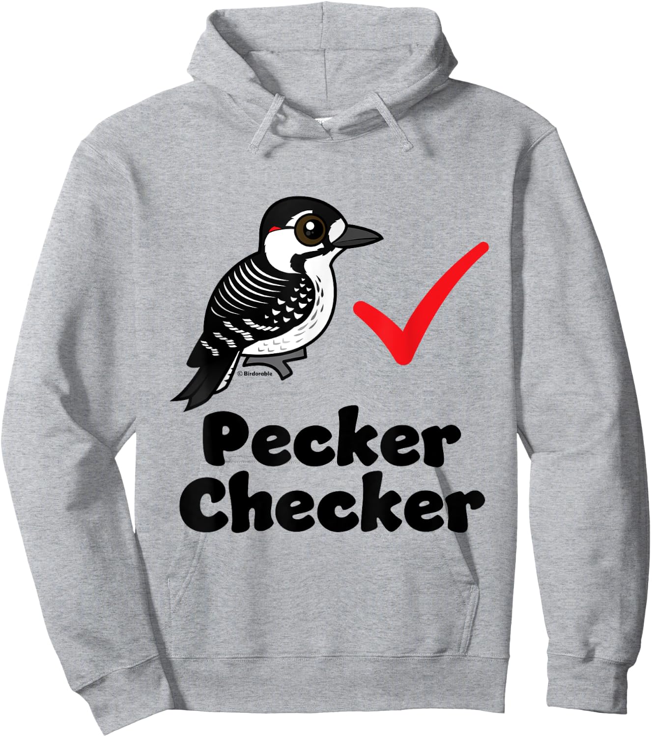 Cute Cartoon Red-cockaded Woodpecker Checker Funny Birder Hoodie - Hoodie | Ash