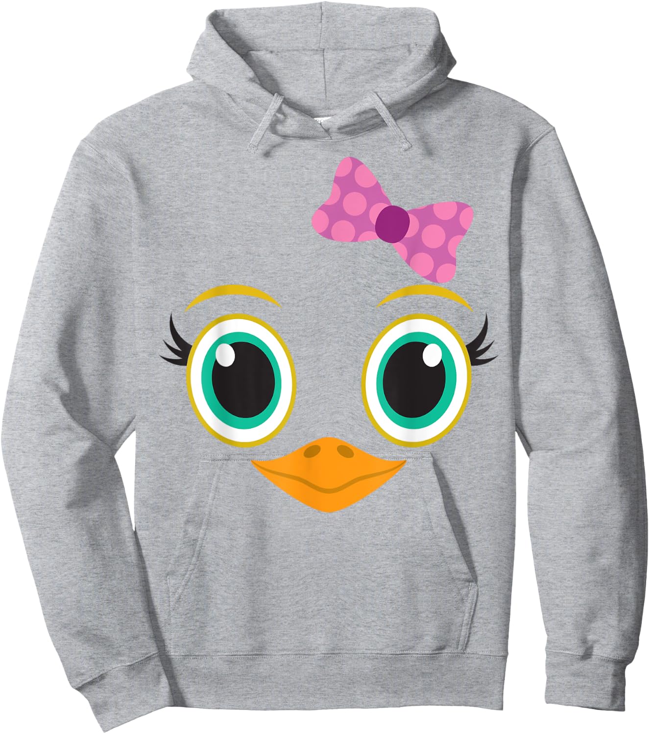 Funny Halloween Costume for Girls w/ Bow - Cute Chick Face Hoodie - Hoodie | Ash