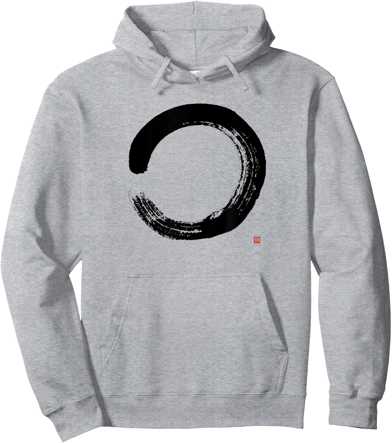 Zen Enso Circle Hand-brushed Japanese Zen Enso Calligraphy Hoodie - Hoodie | Ash