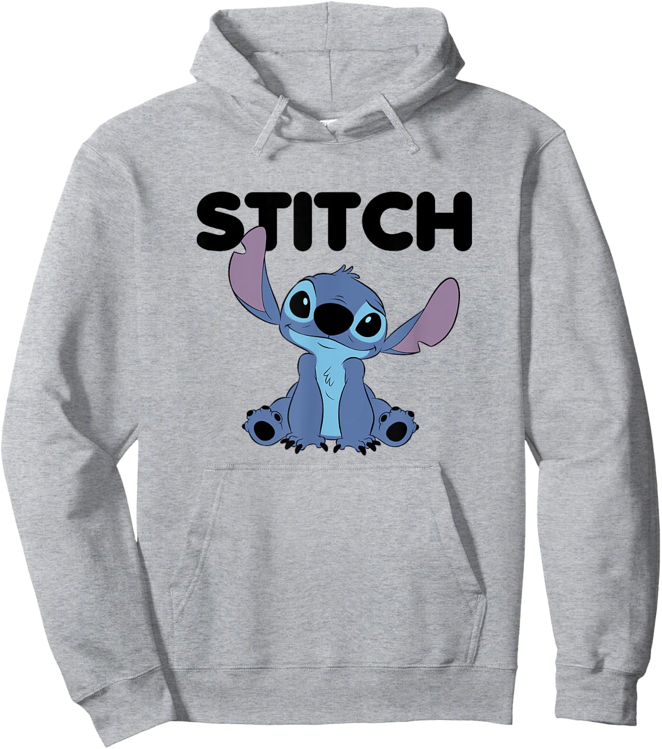 Disney Lilo & Stitch Cute Happy Stitch Big Chest Portrait Hoodie - Hoodie | Ash