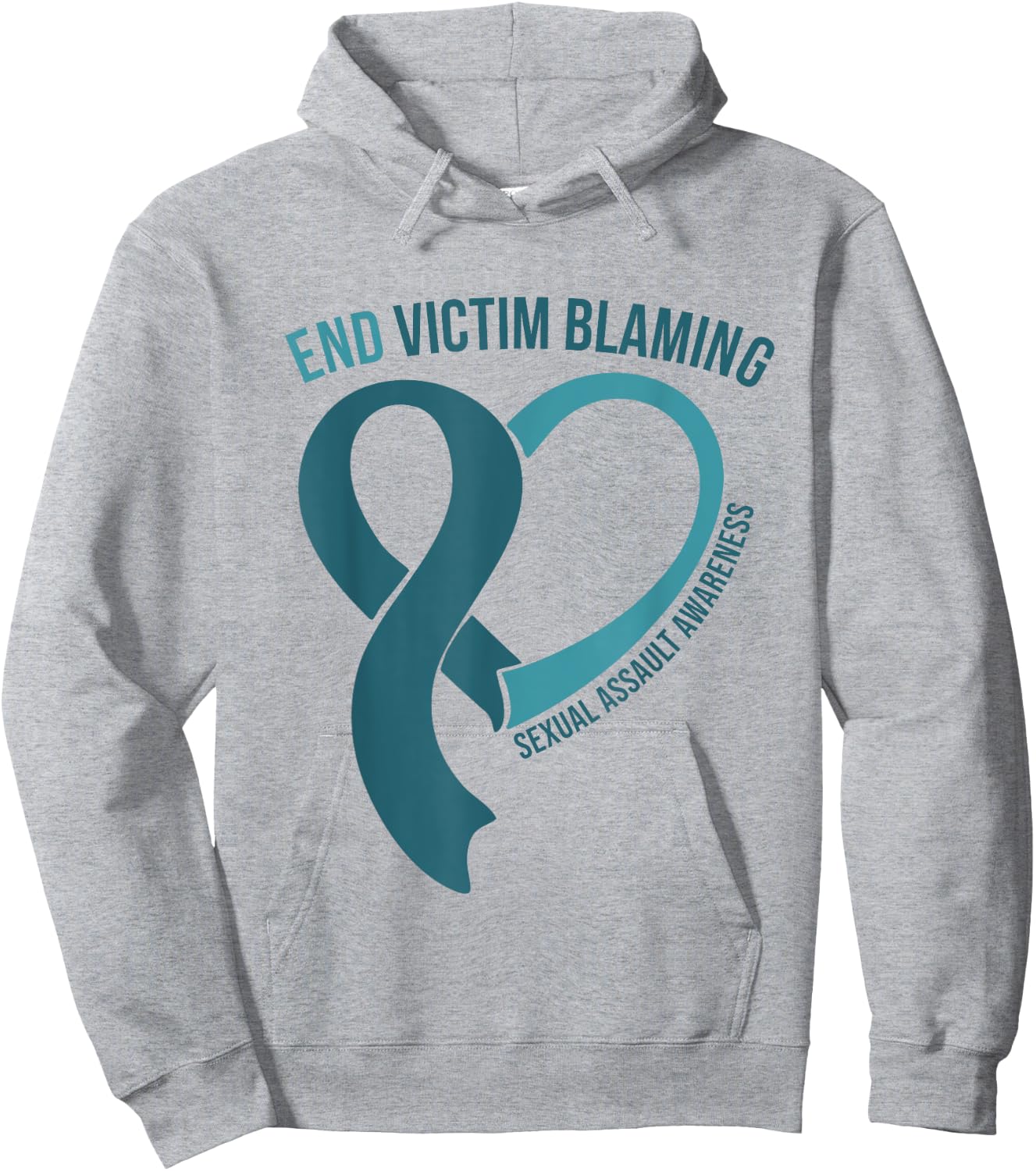 End Victim Blaming April Sexual Assault Awareness Teal Heart Hoodie - Hoodie | Ash