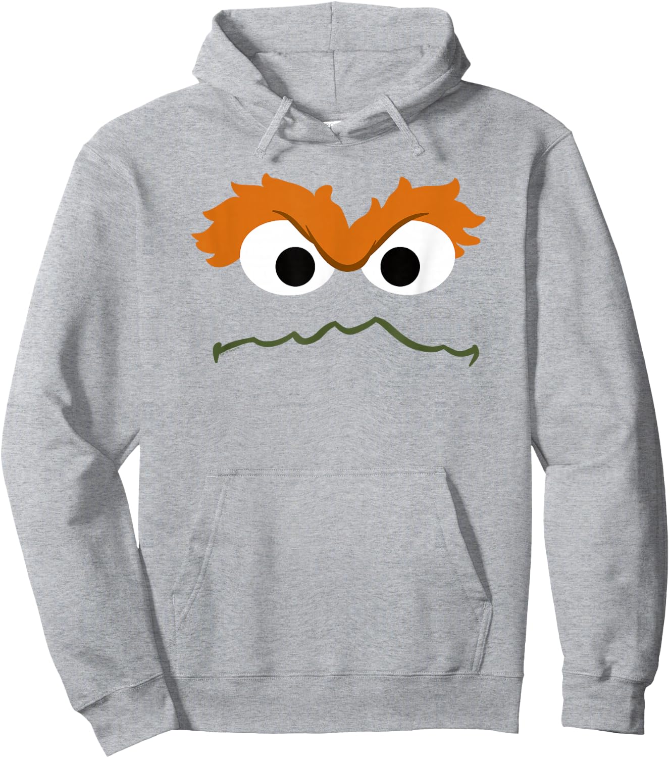 Sesame Street Oscar The Grouch Face Halloween Costume Hoodie - Hoodie | Ash