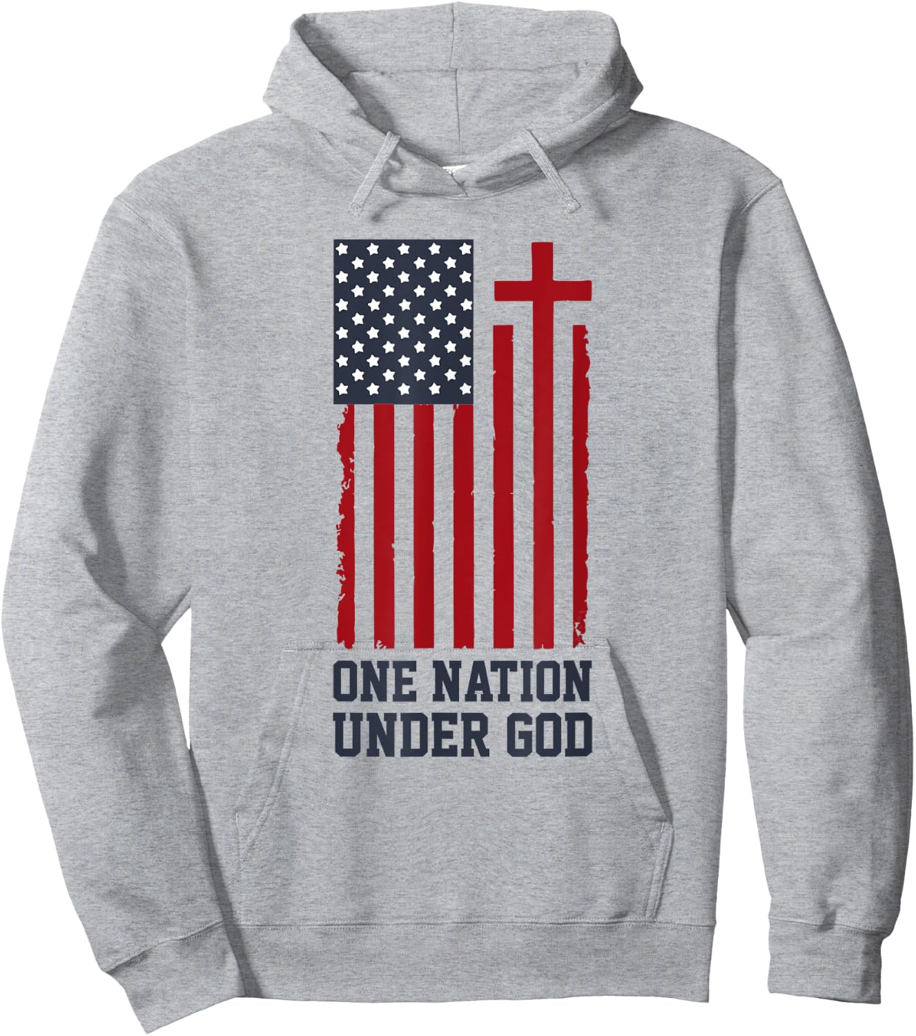 Patriotic Christian American Flag - One Nation Under God Hoodie - Hoodie | Ash