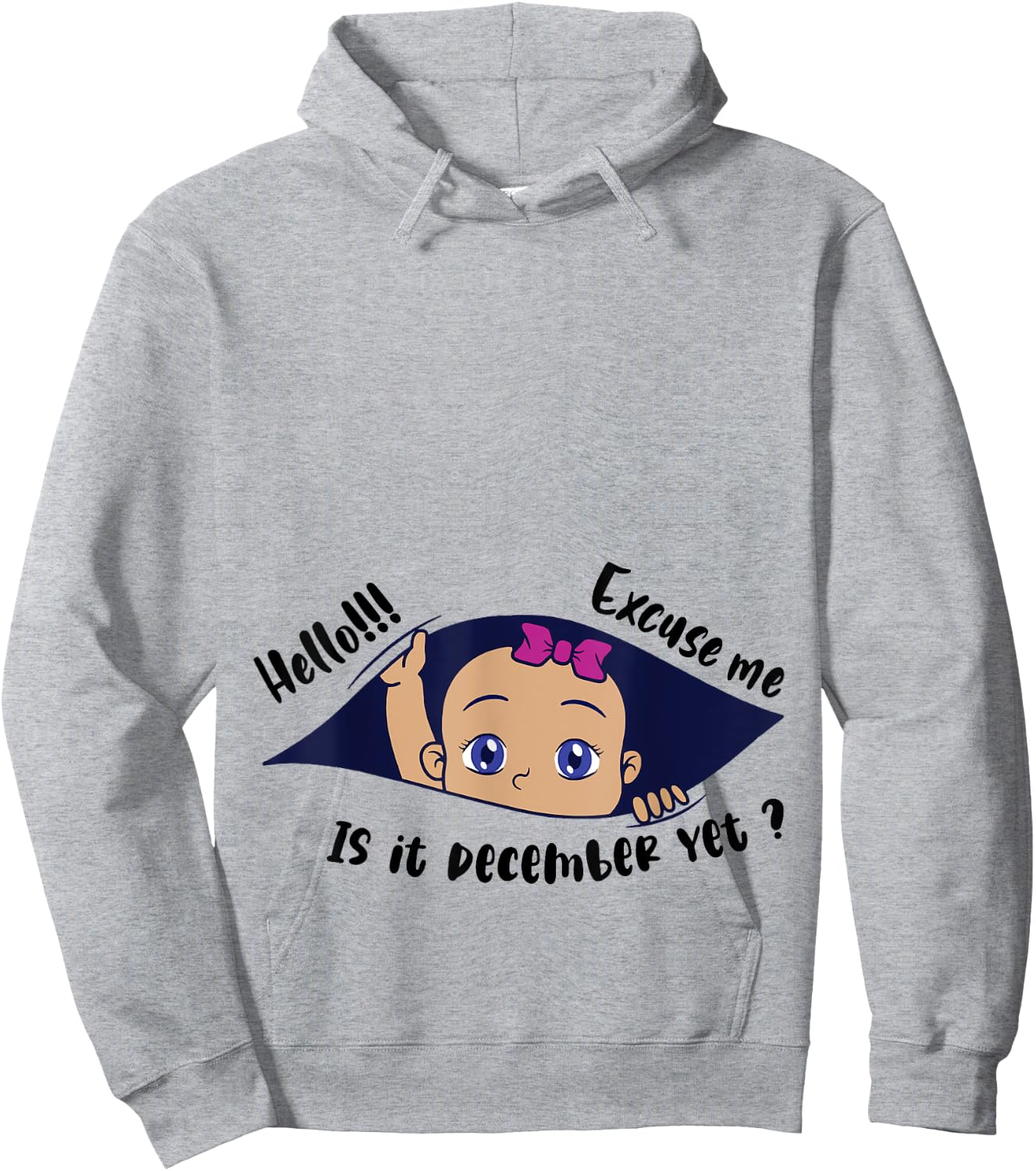 Excuse Me Is It December Yet Pregnancy Girl Announcement Hoodie - Hoodie | Ash