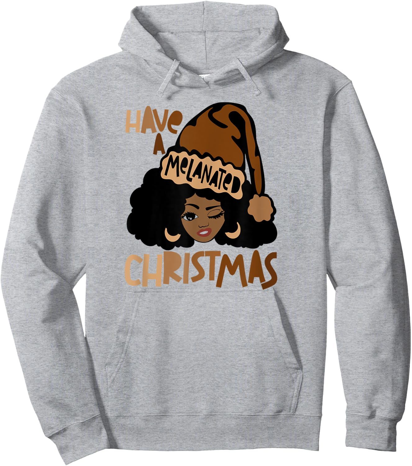 Have A Melanated Christmas Black Mrs. Claus Melanin Santa Hoodie - Hoodie | Ash