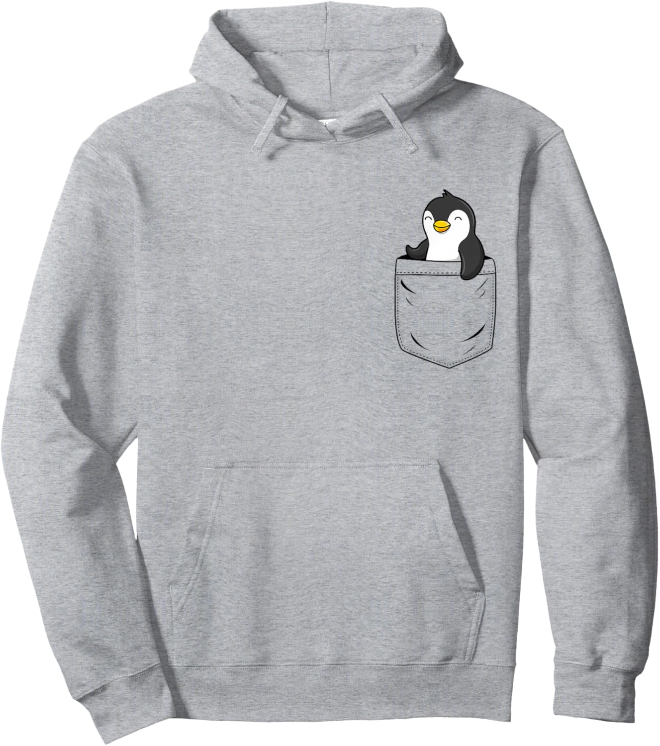 Penguin Lovers Cute Funny Penguin In Pocket , Small, Grey Hoodie - Hoodie | Ash