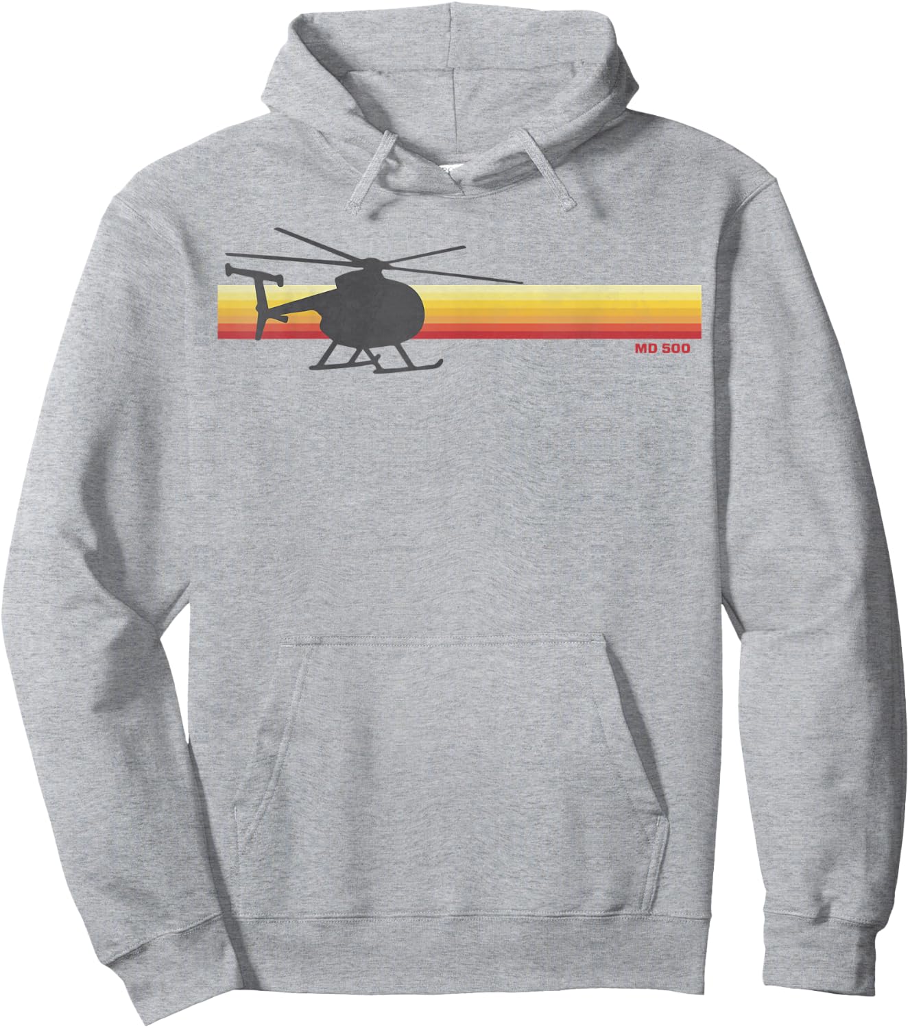 MD 500 Vintage Helicopter Pilot Silhouette Sunset Hughes 500 Hoodie - Hoodie | Ash
