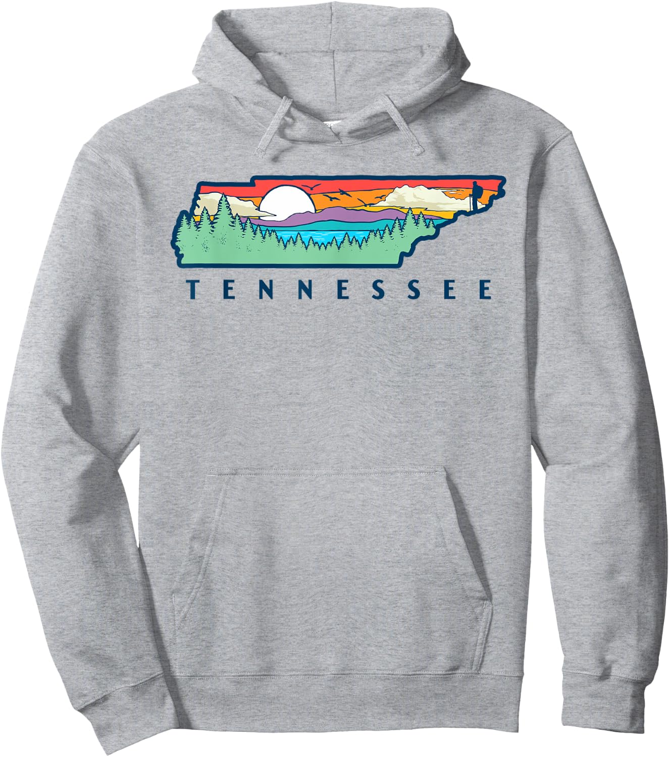 Tennessee Mountains & Outdoors State Pride Nature Graphic Hoodie - Hoodie | Ash