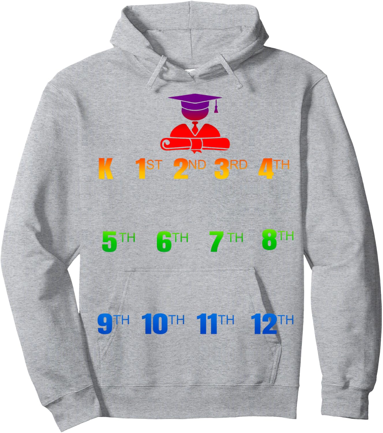 K-12 Handprints Grow With Me School Year Chart Hoodie - Hoodie | Ash