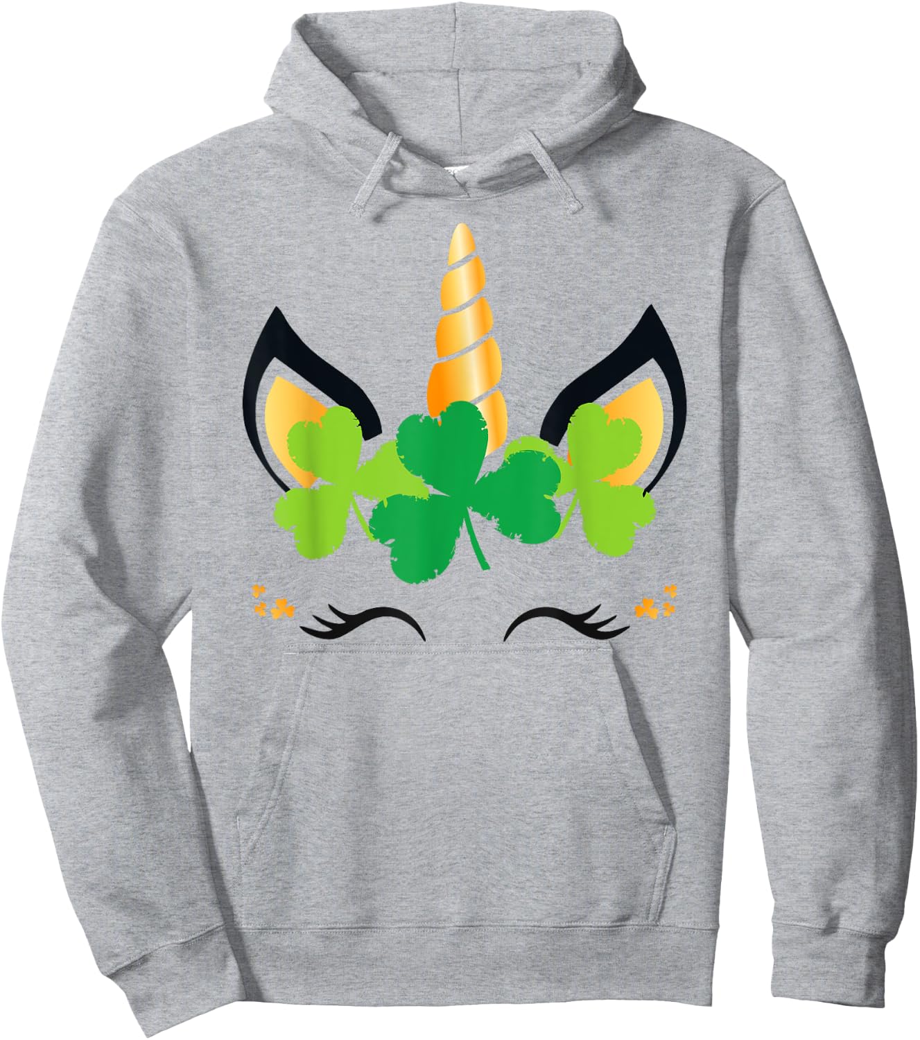 St Patricks Day Unicorn Shirt Girls Outfit Lucky Shamrock Hoodie - Hoodie | Ash