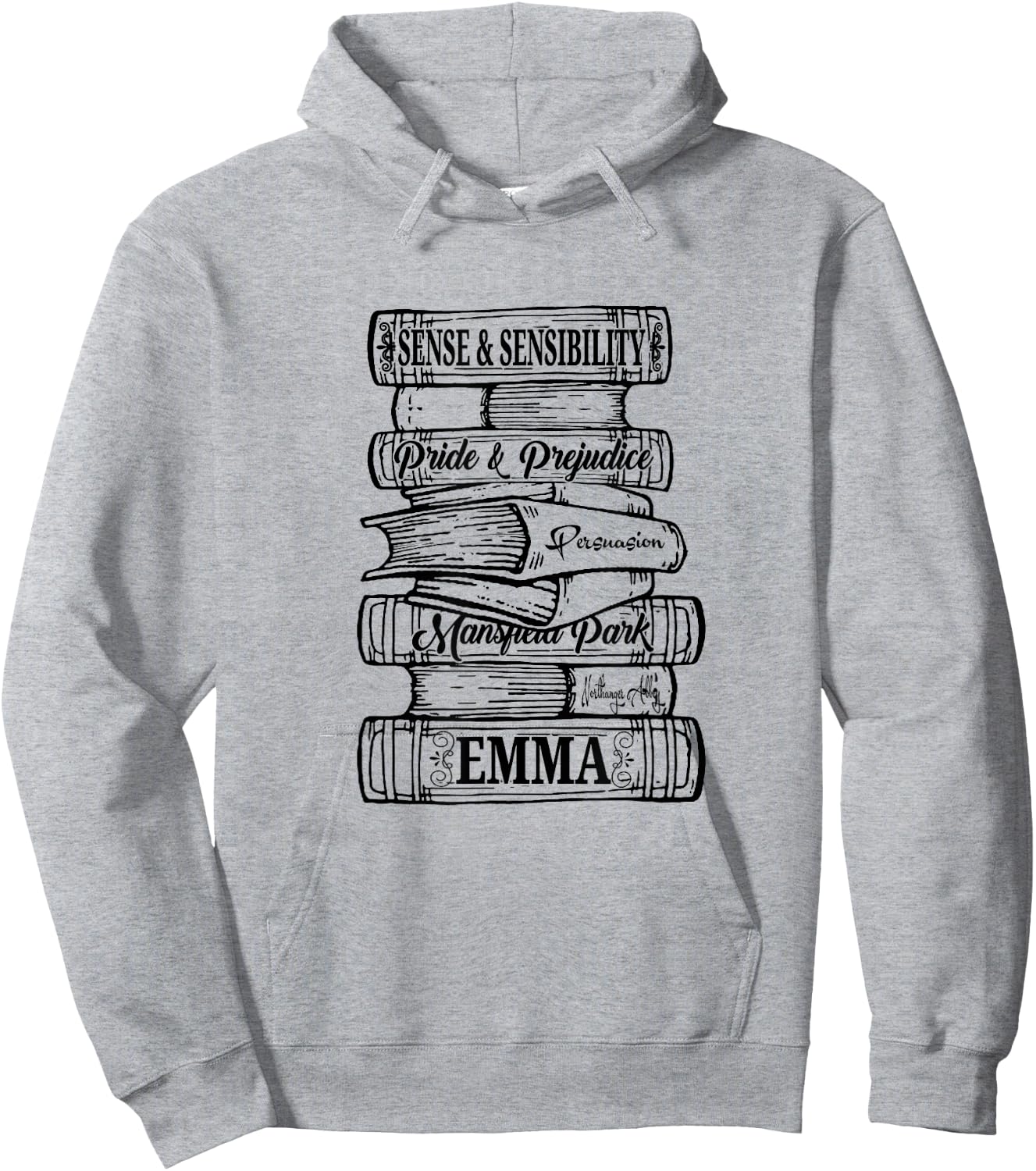 Jane Austen Pride and Prejudice & Mr. Darcy Book Stack Fans Hoodie - Hoodie | Ash