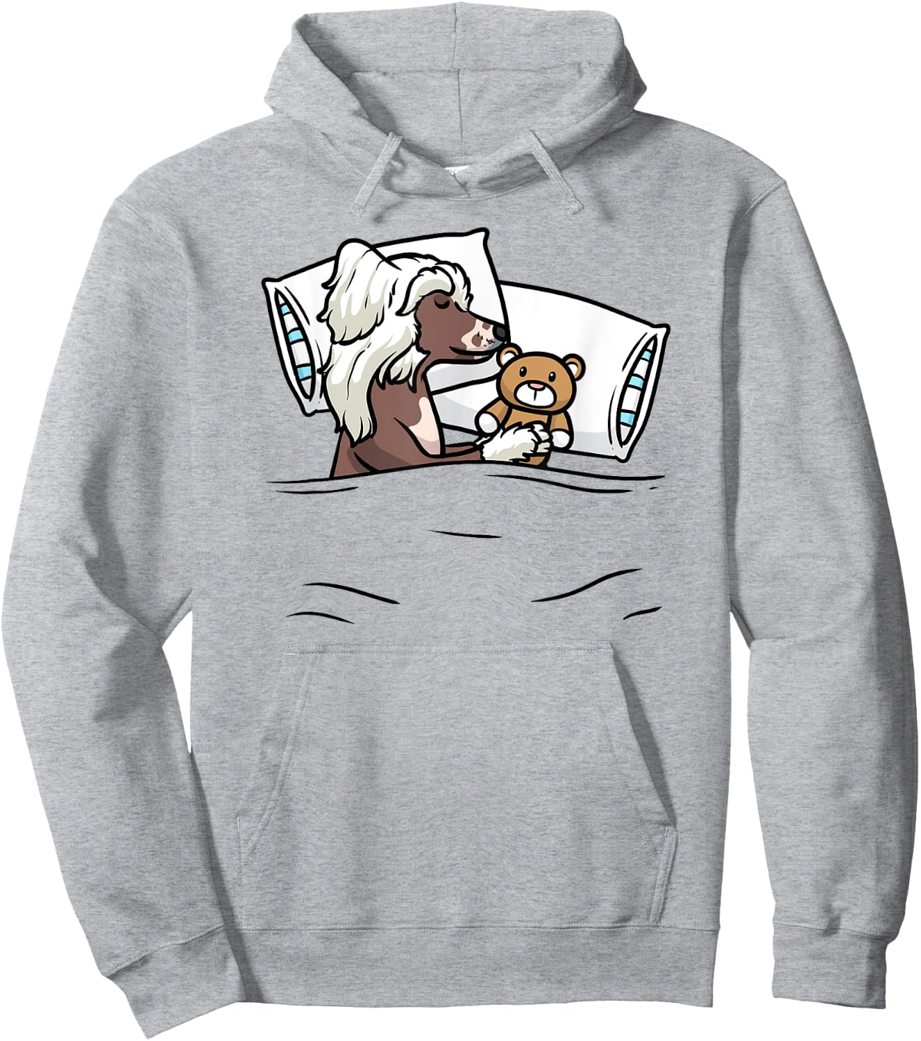 Sleeping Chinese Crested Dog With Stuffed Animal Hoodie - Hoodie | Ash