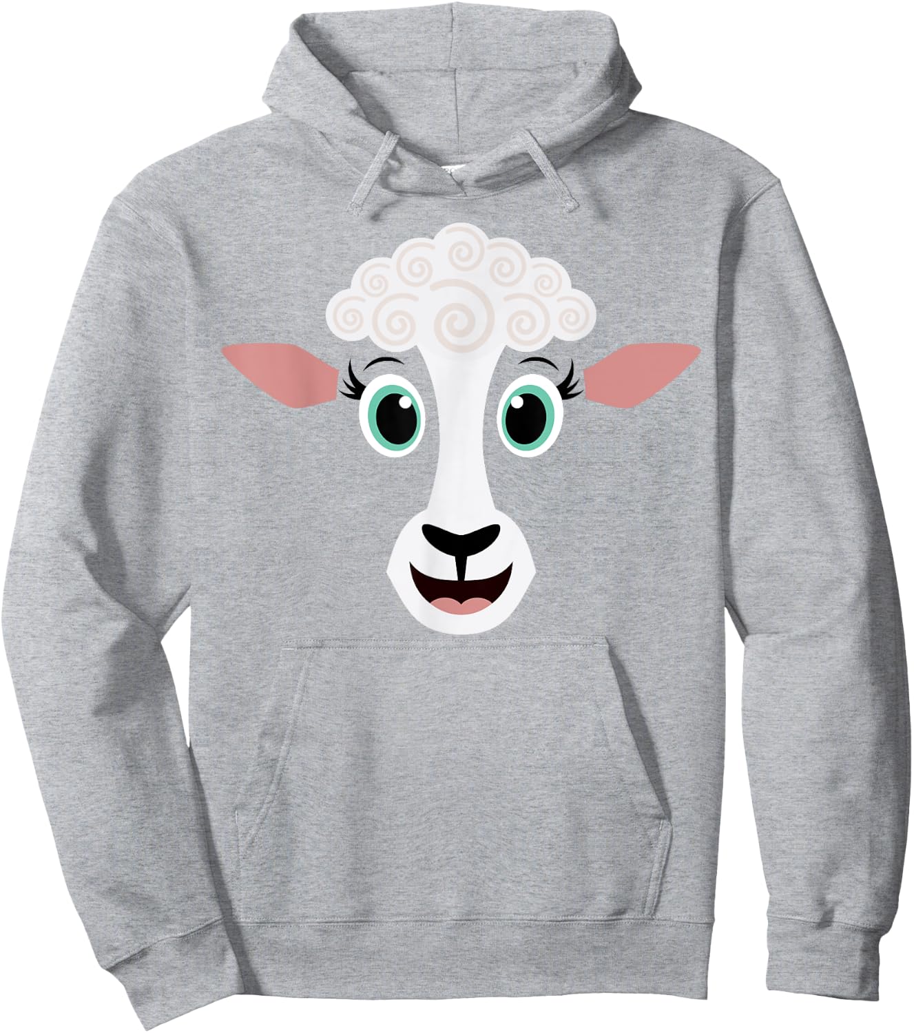 Funny Halloween Costume for Girls Boys - Cute Sheep Face Hoodie - Hoodie | Ash