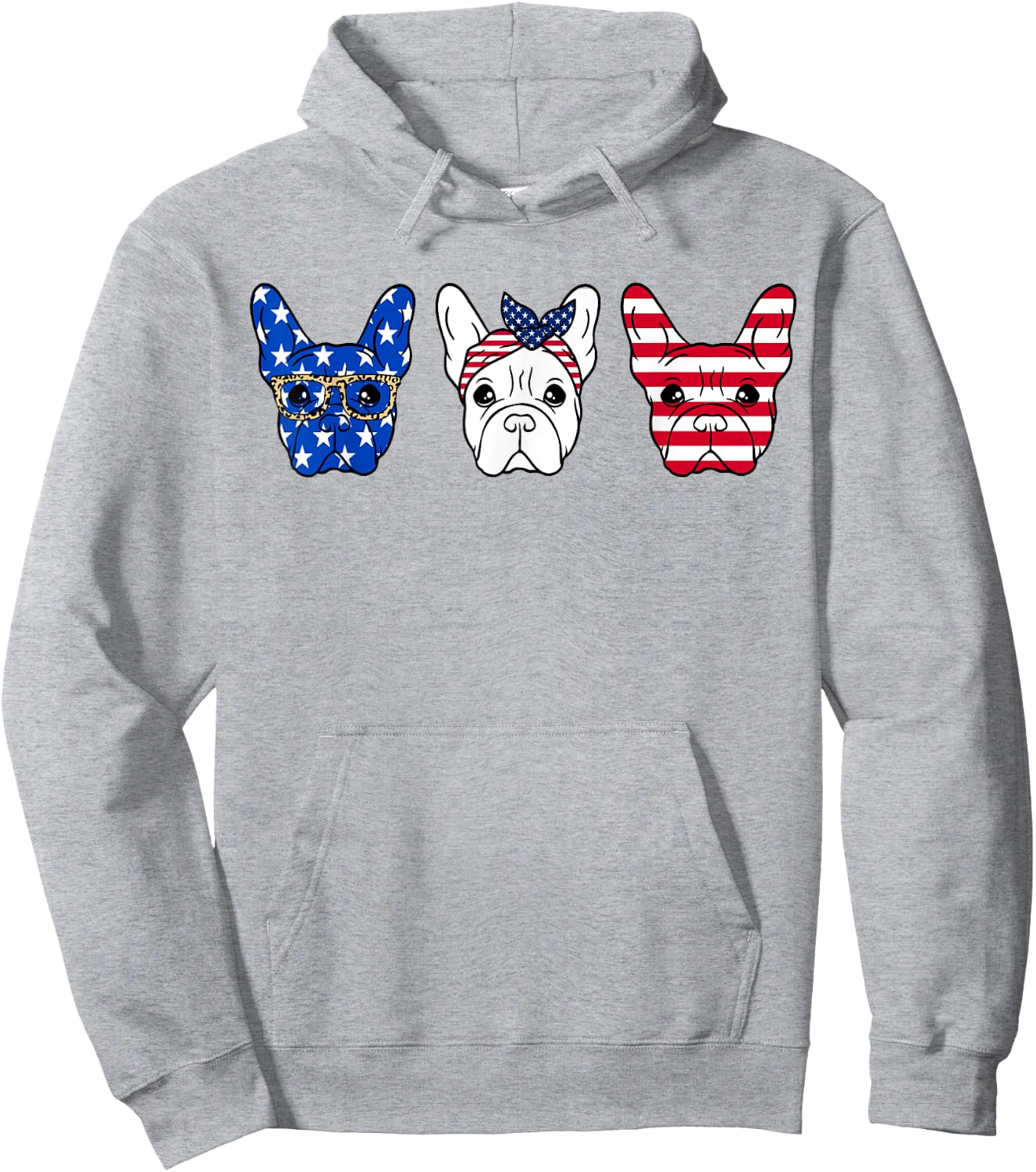 French Bulldog American Flag Patriotic Frenchie Bulldog Hoodie - Hoodie | Ash