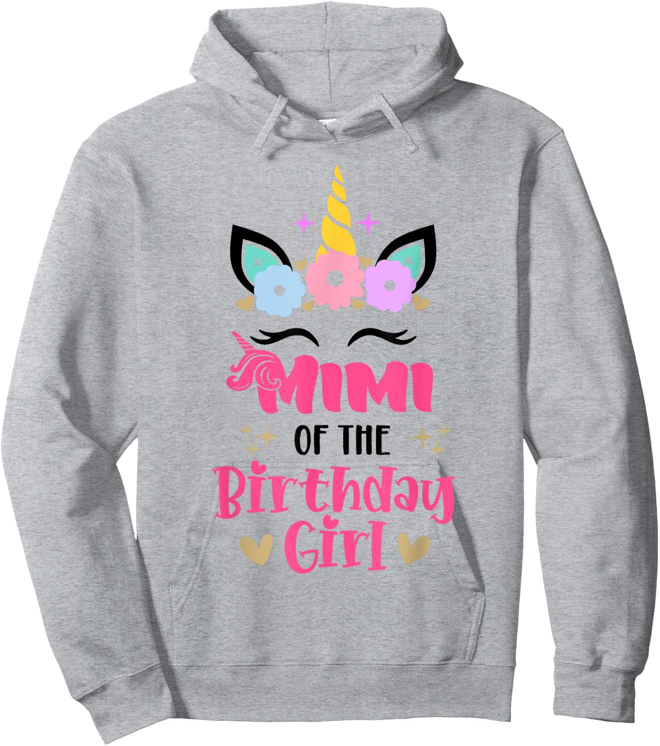 Mimi Of The Birthday Girl Family Matching Unicorn Birthday Hoodie - Hoodie | Ash