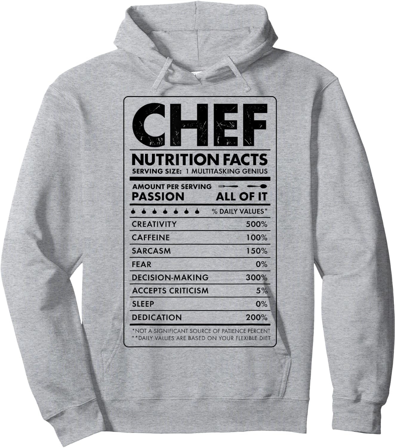 Chef Nutrition Facts Funny Cook Men Women Vintage Cooking Hoodie - Hoodie | Ash