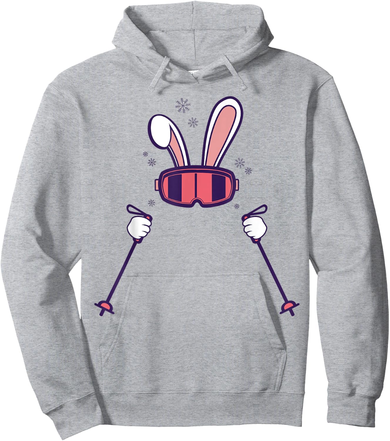 Skiing Rabbit Fun Winter Sports Easter Bunny Vibes Hoodie - Hoodie | Ash