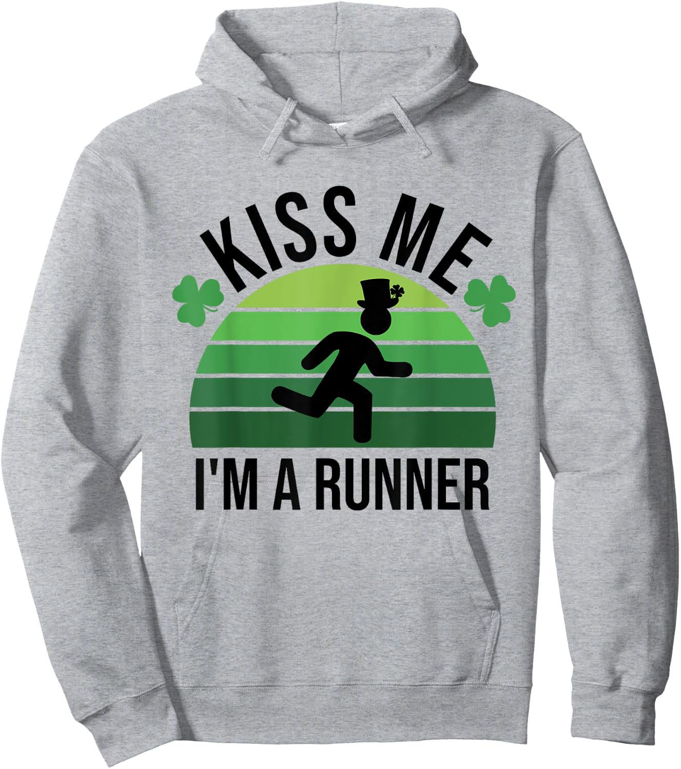 Kiss Me I'm A Runner Retro Marathon Running St Patrick's Day Hoodie - Hoodie | Ash