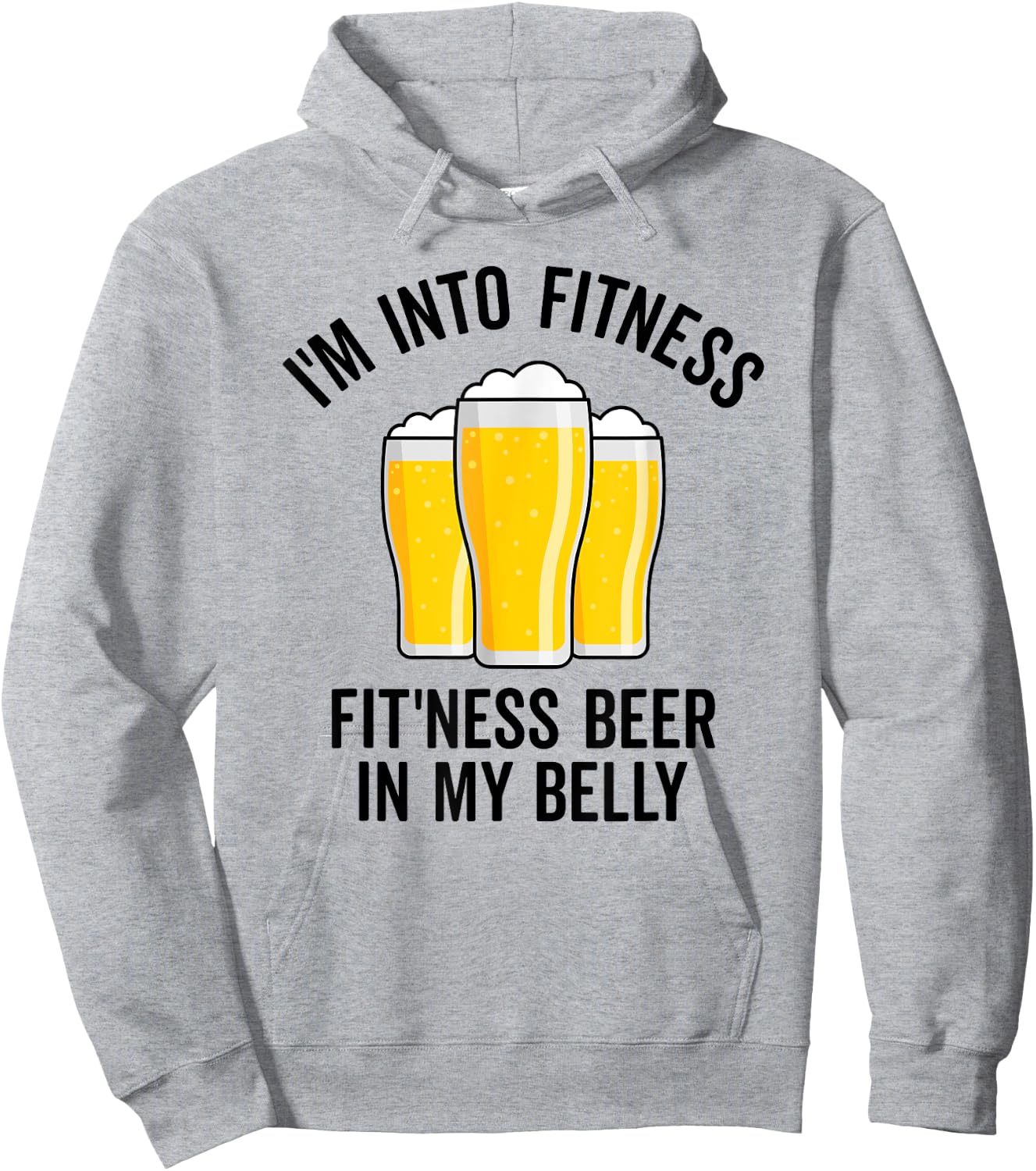 Im Into Fitness Fitting This Beer in My Belly Funny Drinking Hoodie - Hoodie | Ash