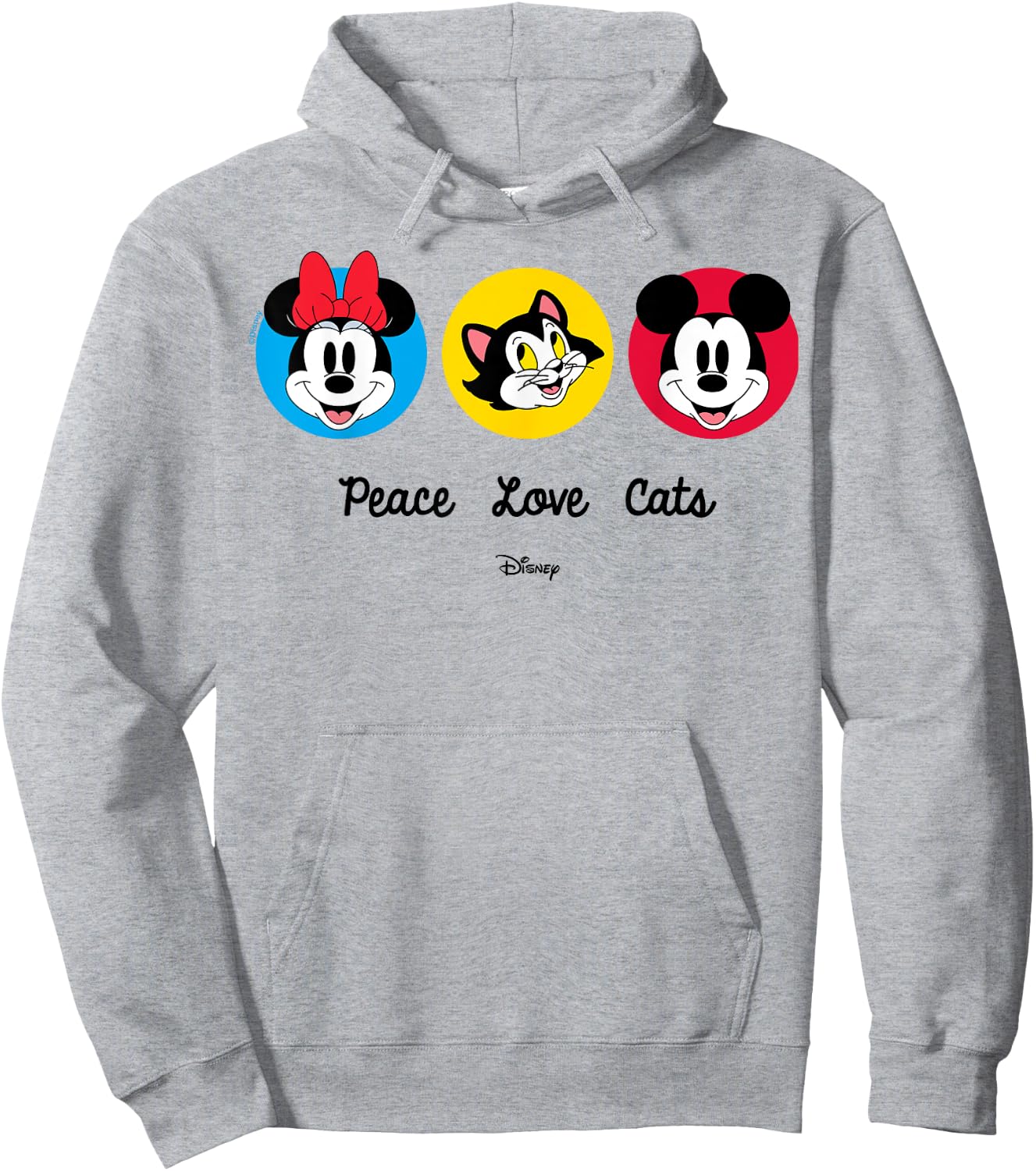 Mickey Mouse Minnie Mouse Figaro Peace Love Cats Hoodie - Hoodie | Ash
