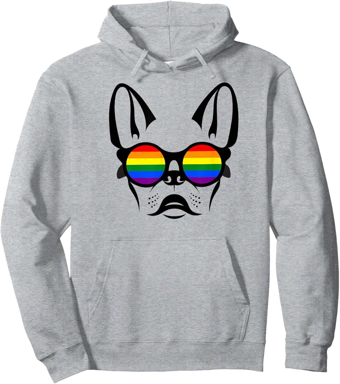 Gay French bulldog with rainbow pride sunglasses Men Women Hoodie - Hoodie | Ash