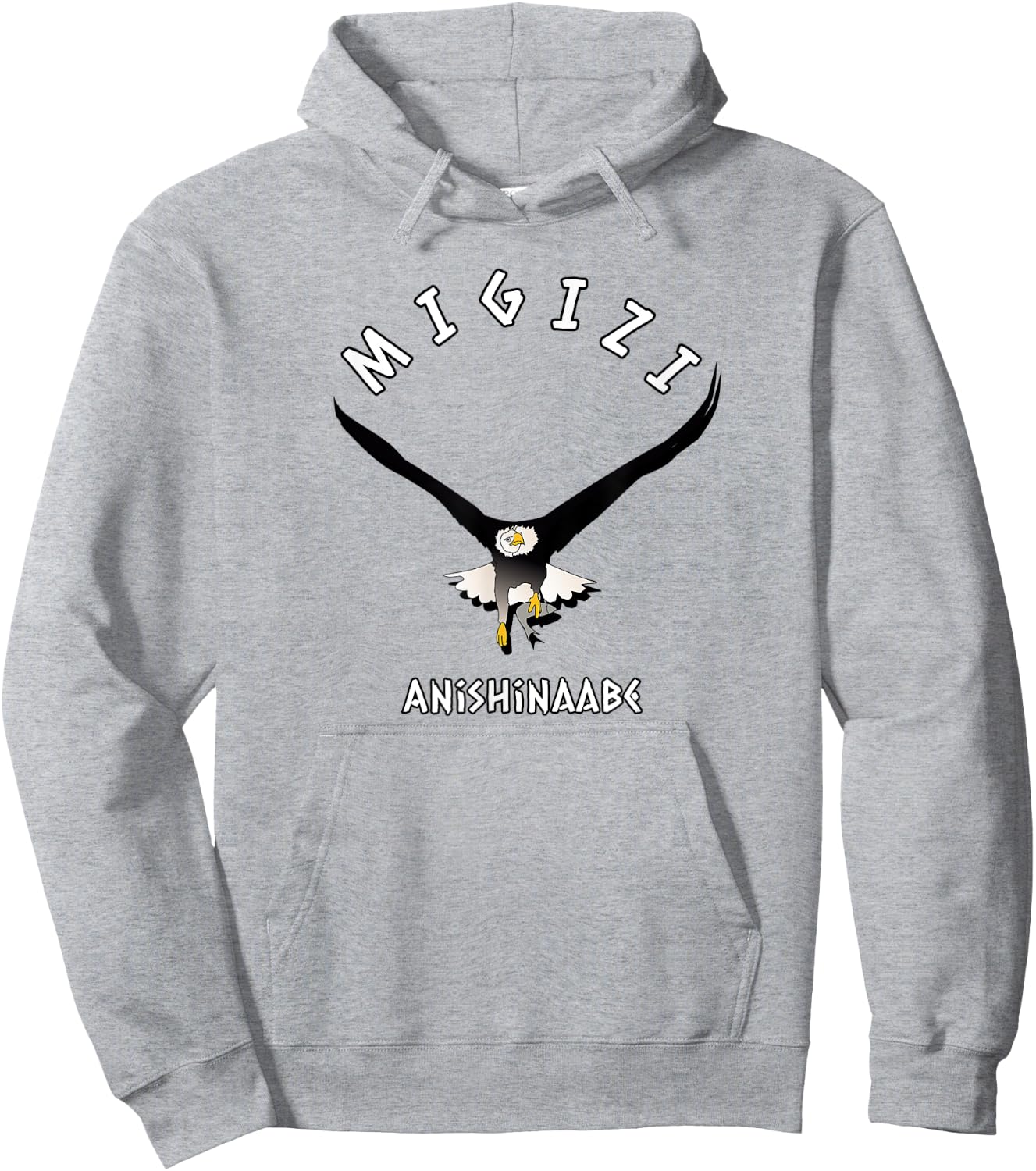 Migizi Anishinaabe Ojibwe Language Chippewa Bald Eagle Hoodie - Hoodie | Ash