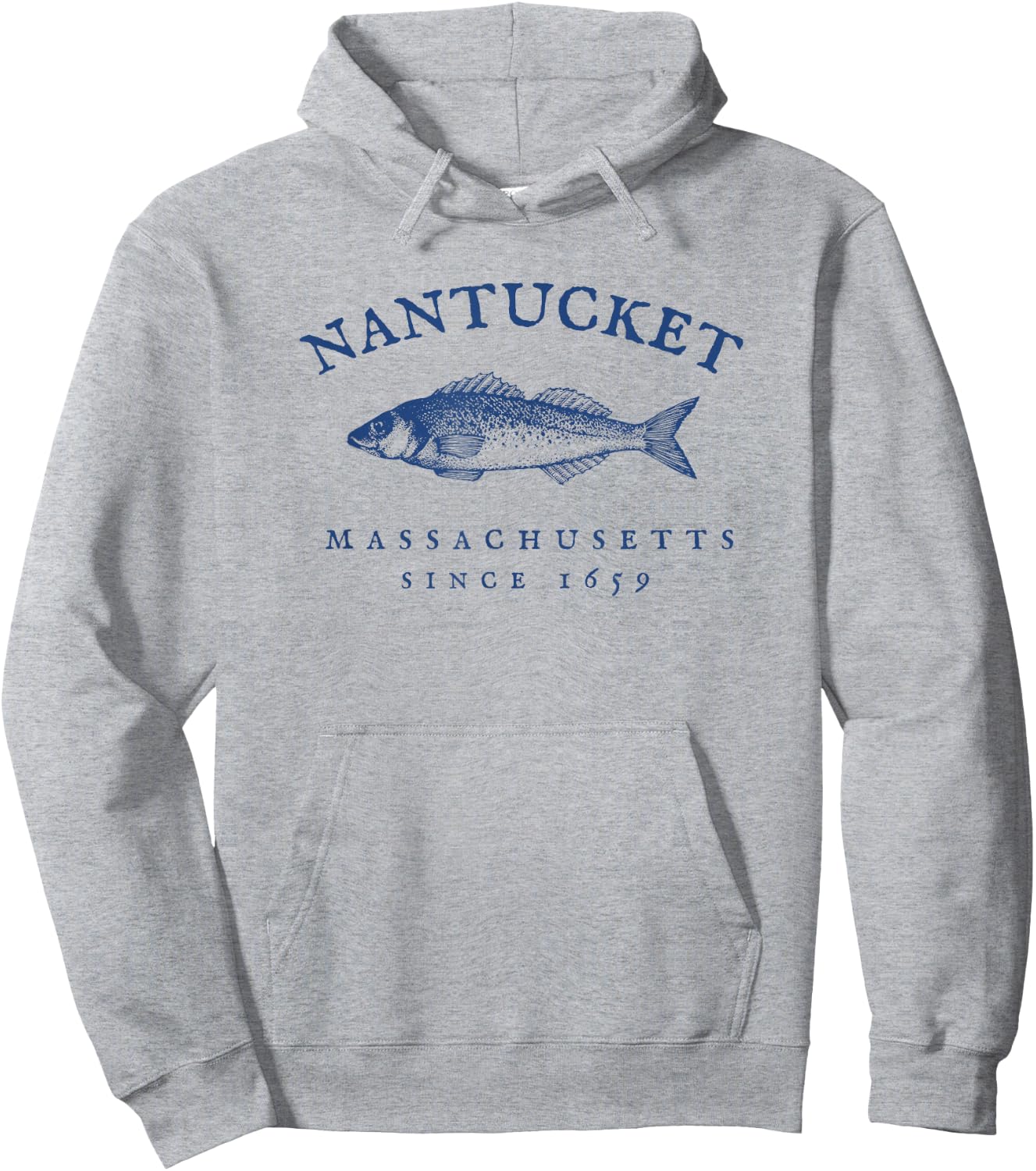 Retro Nantucket Massachusetts Fishing Hoodie - Hoodie | Ash