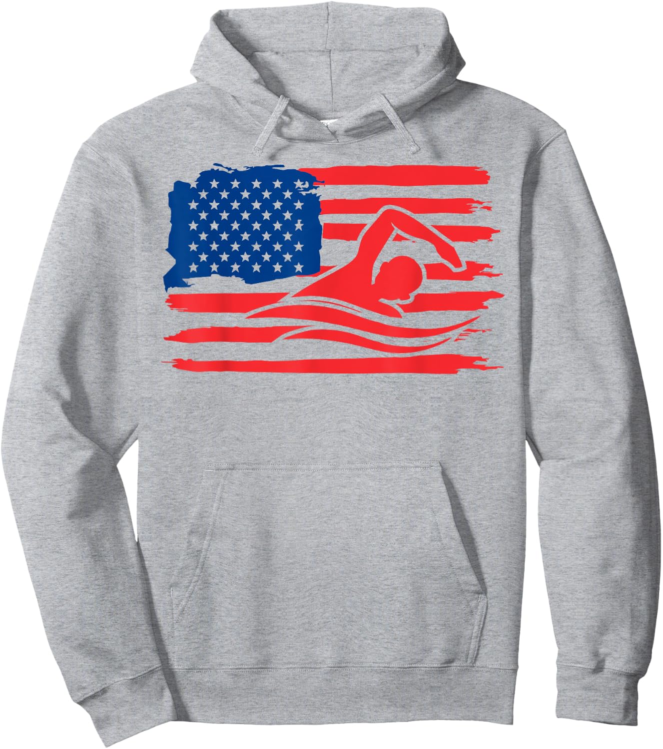 Vintage american flag swim team swimmer funny swimming gift Kids Men Hoodie - Hoodie | Ash