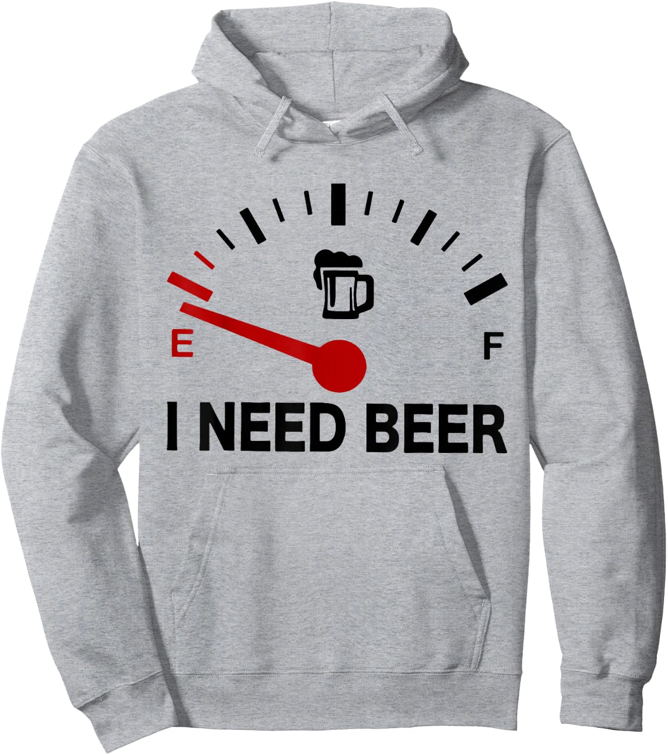 I Need Beer - Fuel Gauge - Funny Beer Lovers Hoodie - Hoodie | Ash