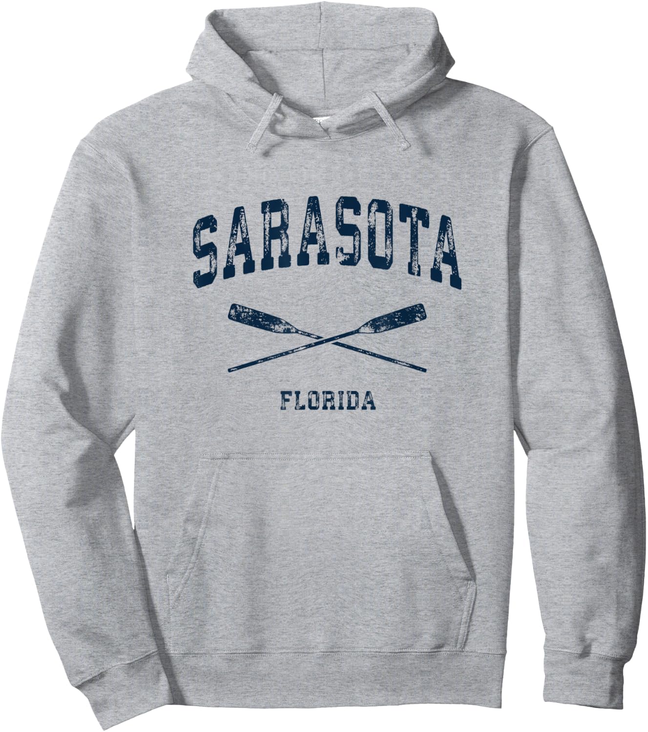 Sarasota Florida Vintage Nautical Crossed Oars Navy Hoodie - Hoodie | Ash