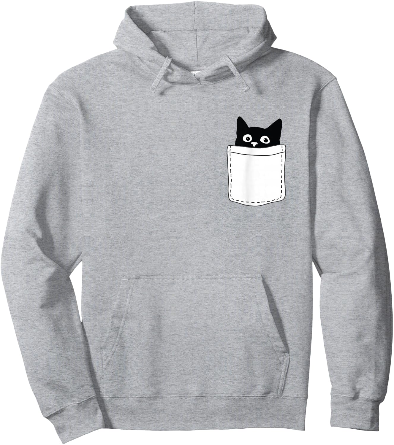 Cute Black Cat Spy Peeking in Pocket for Kitten Lovers Hoodie - Hoodie | Ash