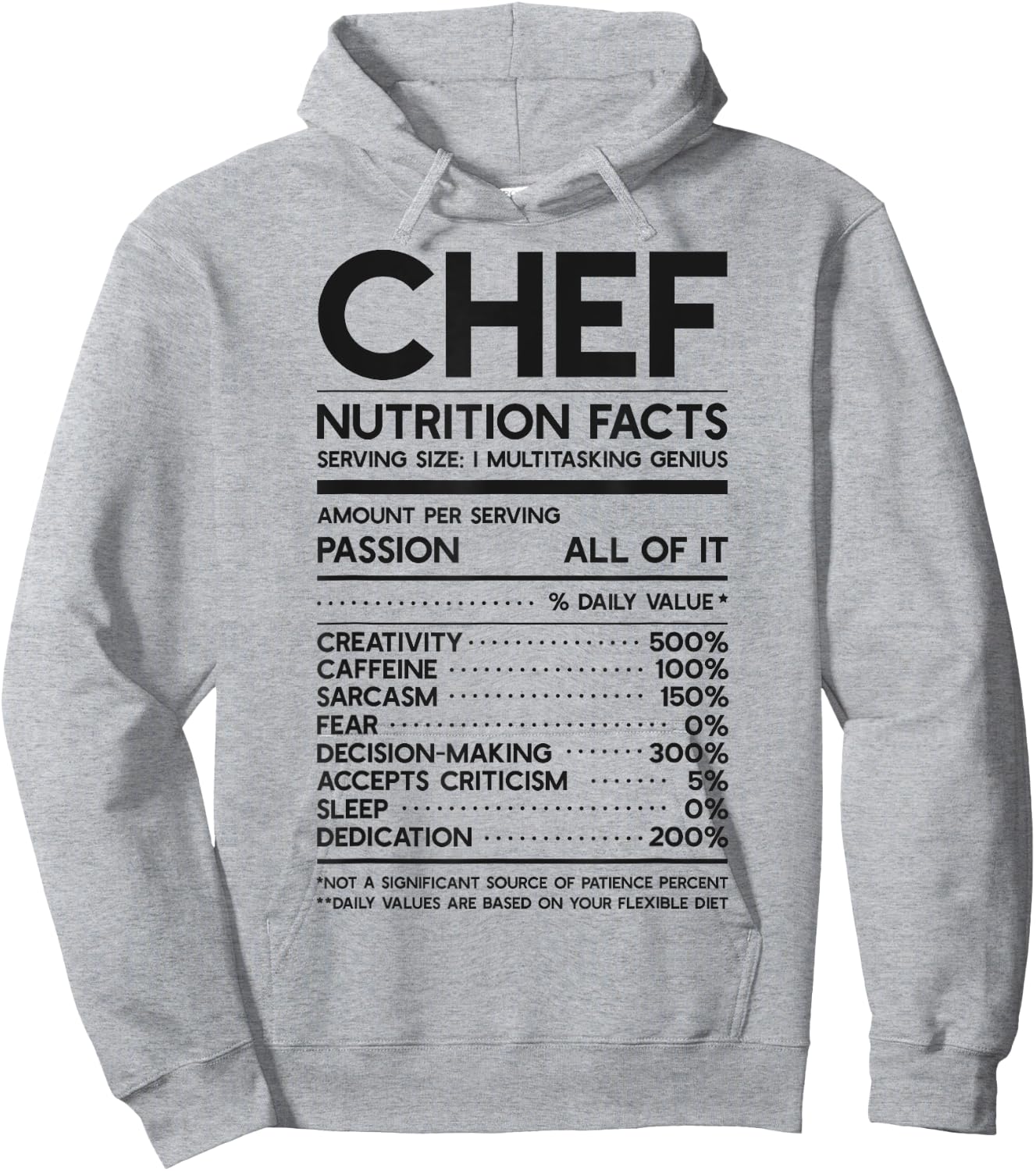 Chef Nutrition Facts Funny Cook Men Women Vintage Cooking Hoodie - Hoodie | Ash