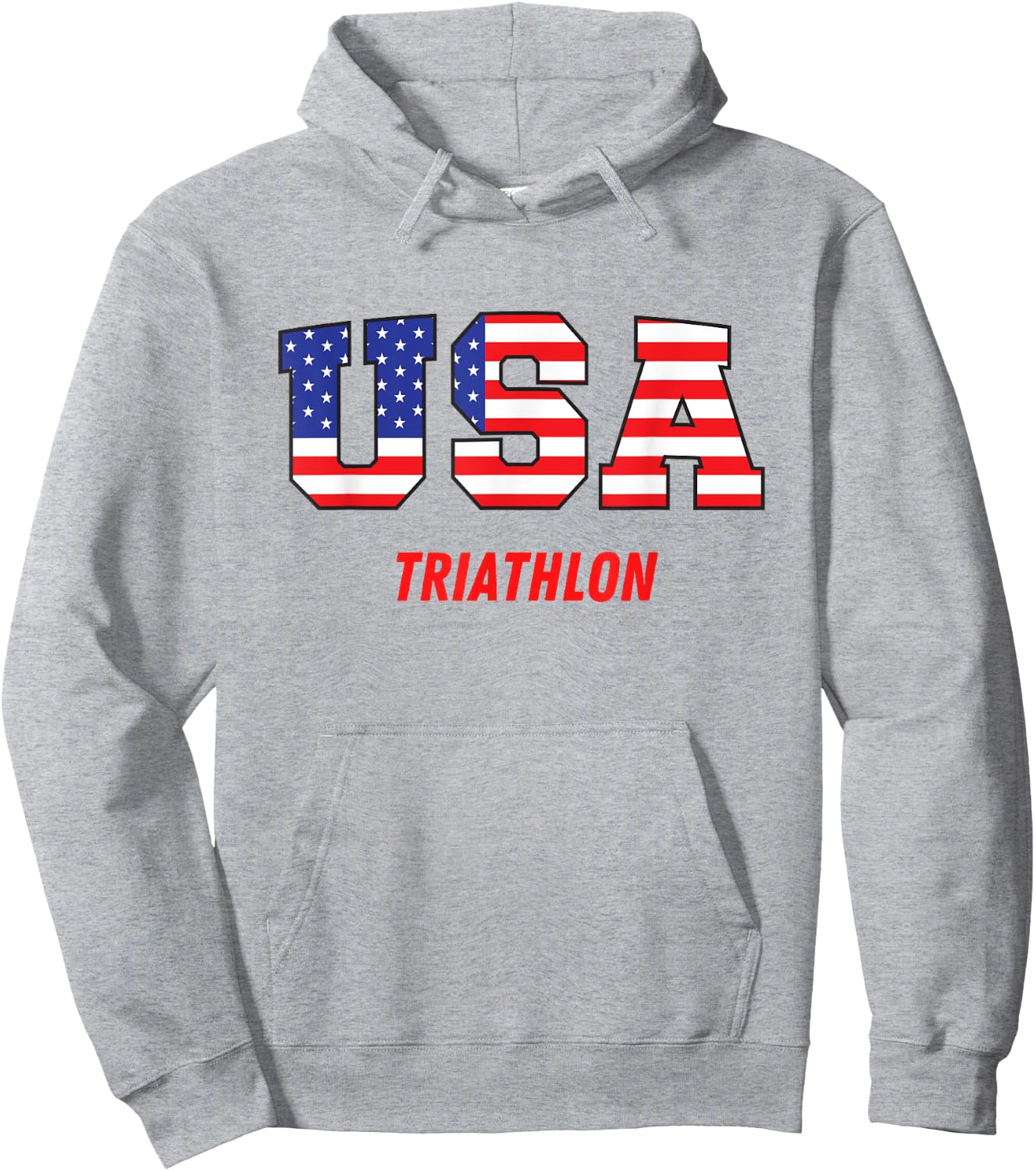 Triathlon USA Go Team Sport Patriotic American Flag Hoodie - Hoodie | Ash