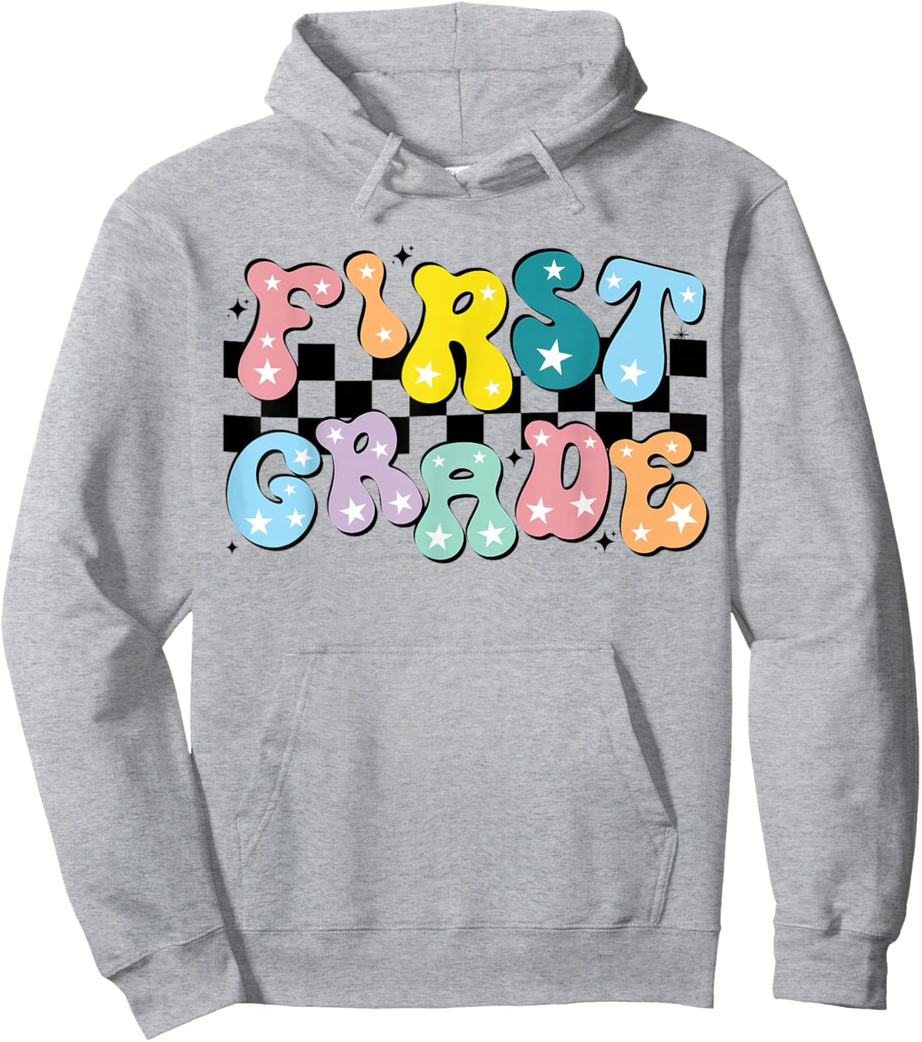 Retro First Grade Teacher 1st Grade Team Group Groovy Hoodie - Hoodie | Ash