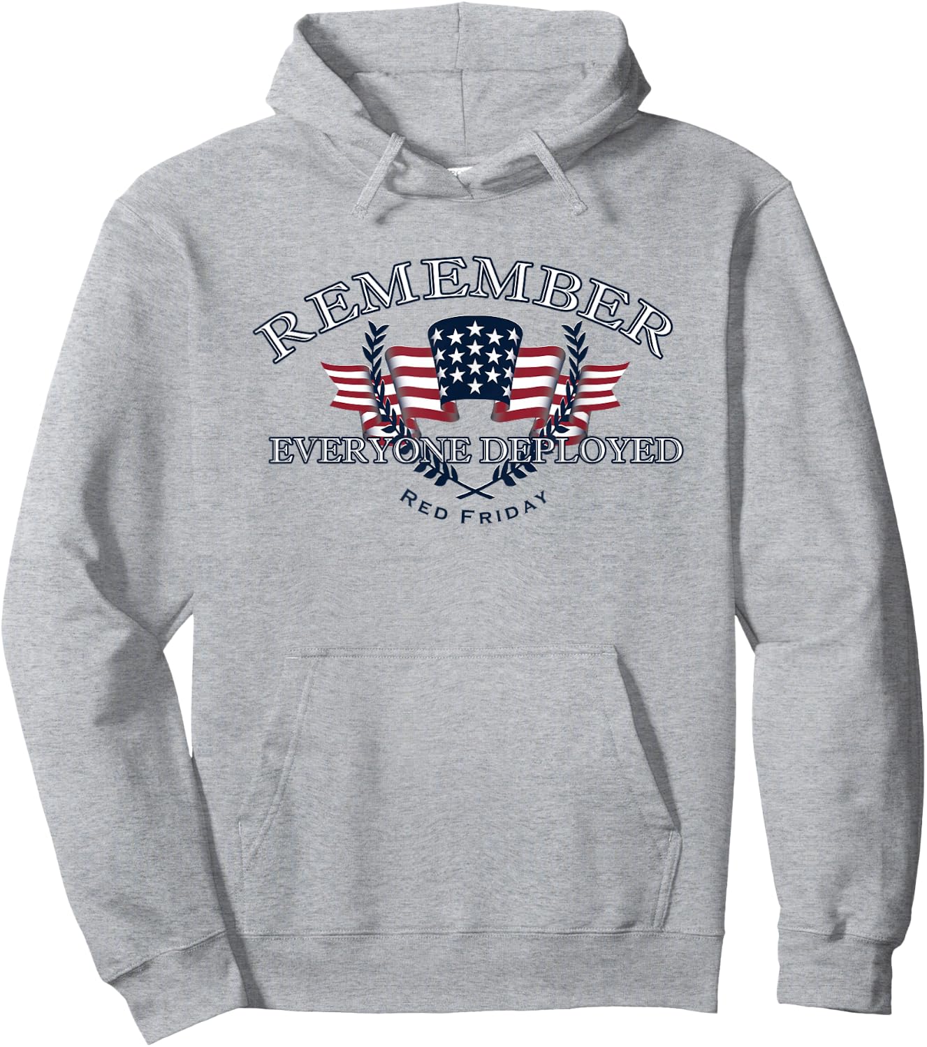 Elite Authentics RED Friday Remember Everyone Deployed US Military Army Hoodie - Hoodie | Ash