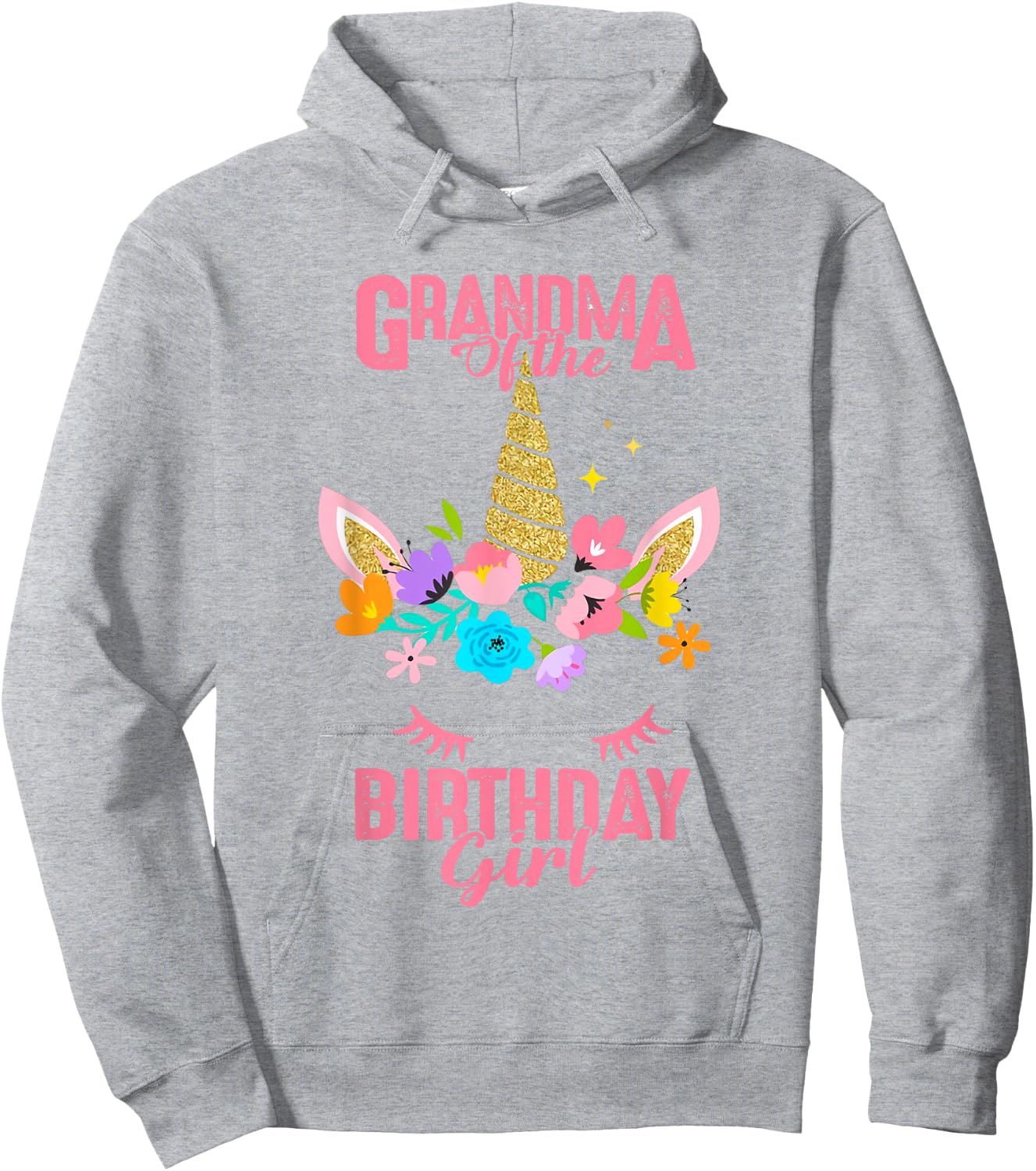 Grandma of the Birthday Girl Gift Unicorn Birthday Matching Hoodie - Hoodie | Ash