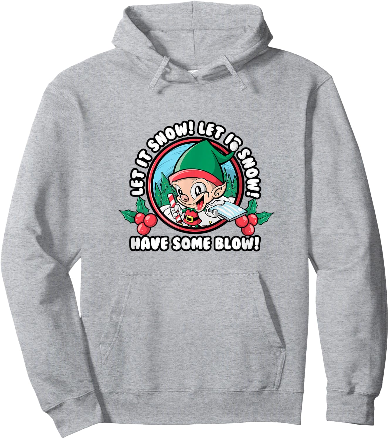 Funny Christmas Let it Snow Cocaine Elf Adult Humor Gag Hoodie - Hoodie | Ash