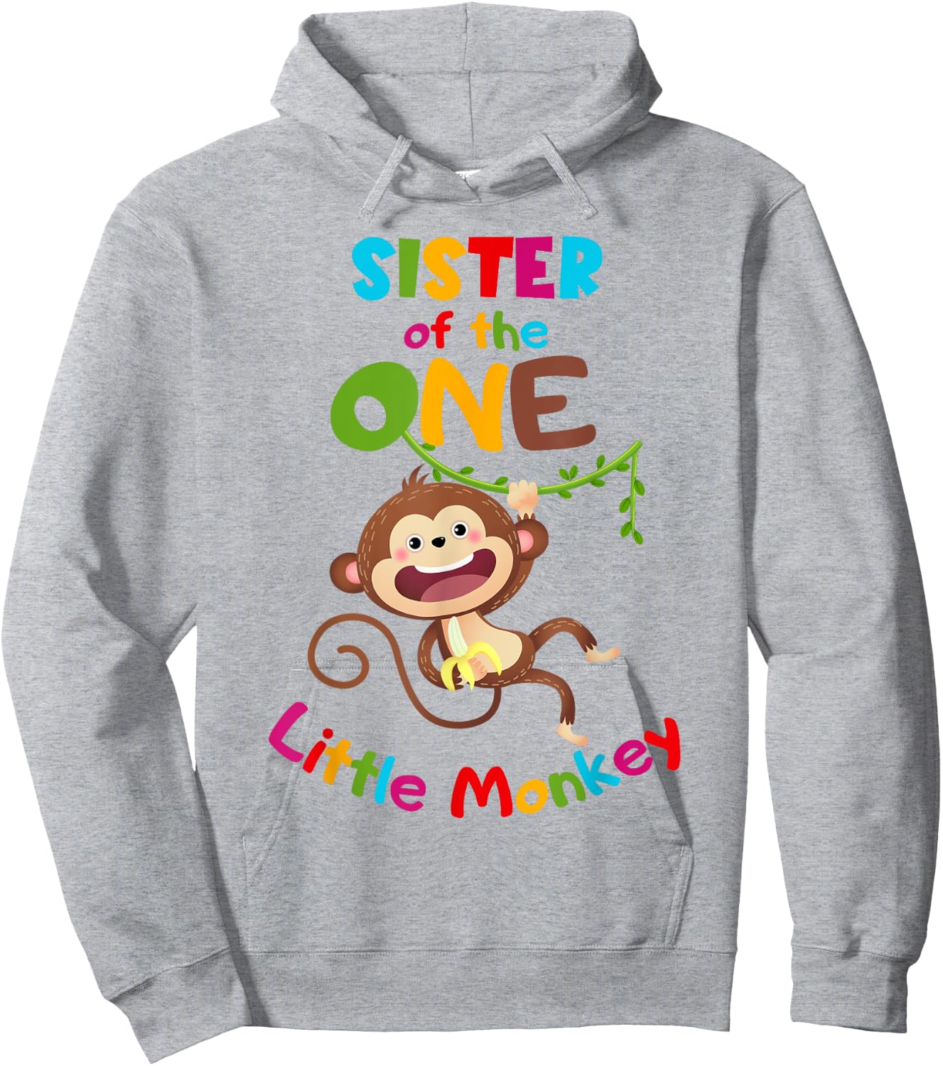 Sister ONE Little Monkey Jungle Theme 1st Birthday Hoodie - Hoodie | Ash